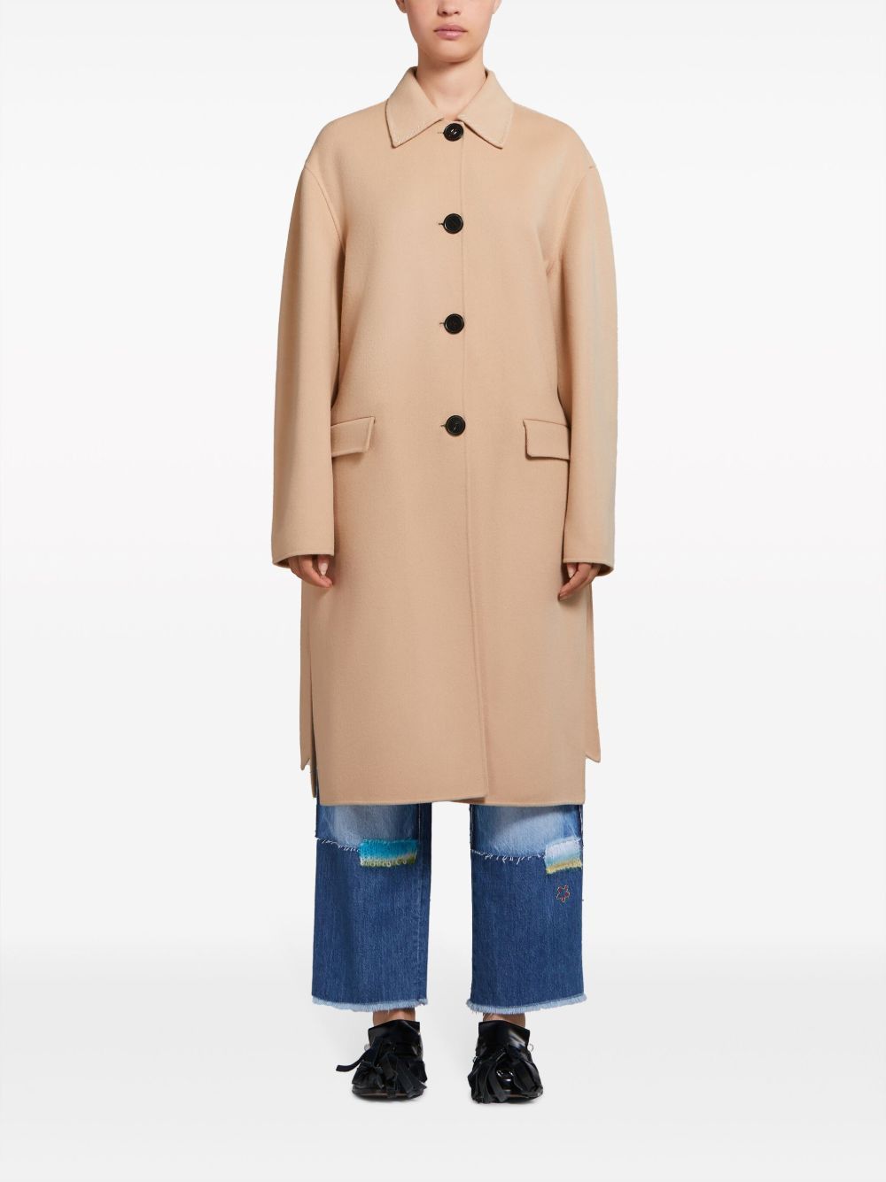 Marni o1w1db10125 Belted Virgin Wool Blend Coat in Camel Brown Size L / US 10 / IT 46 - 2 Thumbnail