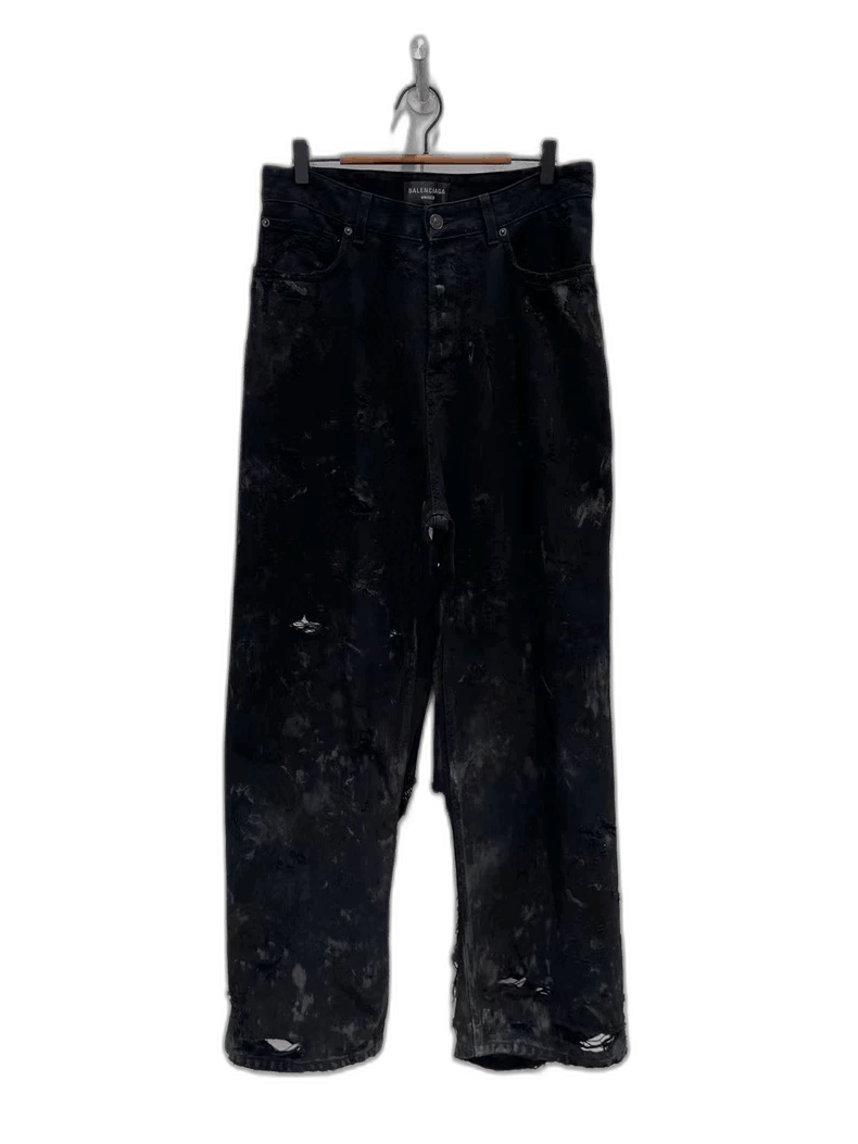 Balenciaga Balenciaga Distressed Black Denim Pants-2506 Size US 26 / EU 42 - 1 Thumbnail