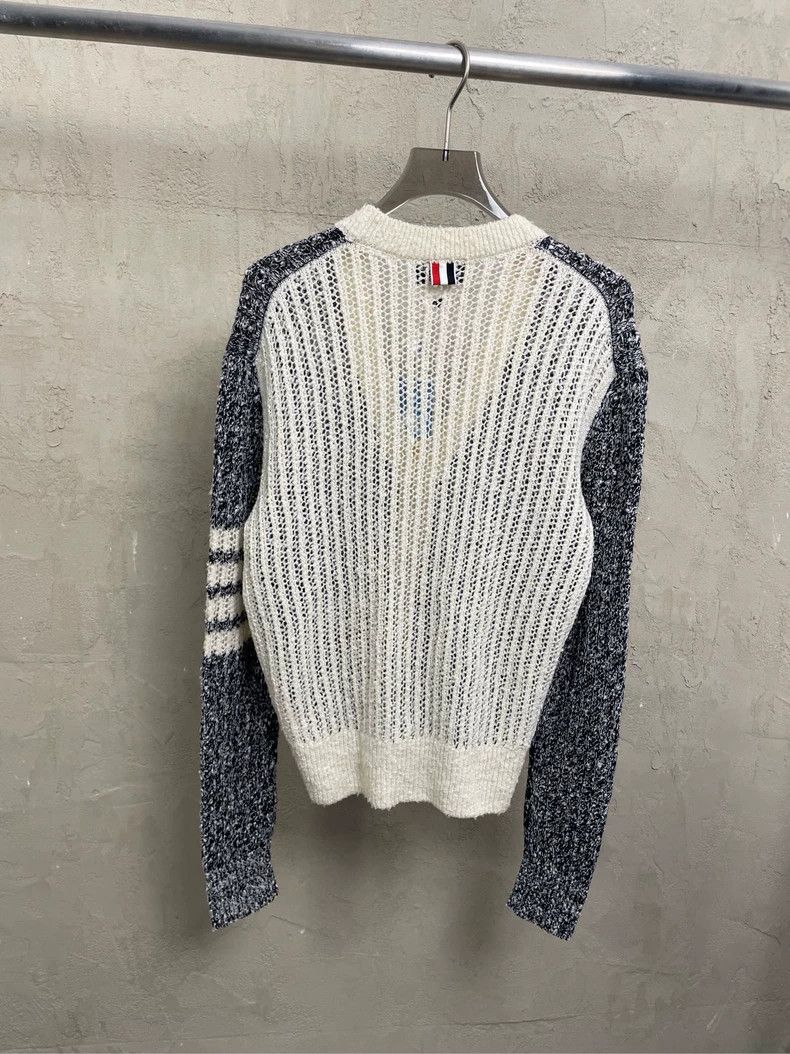 Thom Browne Thom browne Black and white color-blocked hollow knitted fo Size M / US 6-8 / IT 42-44 - 2 Thumbnail