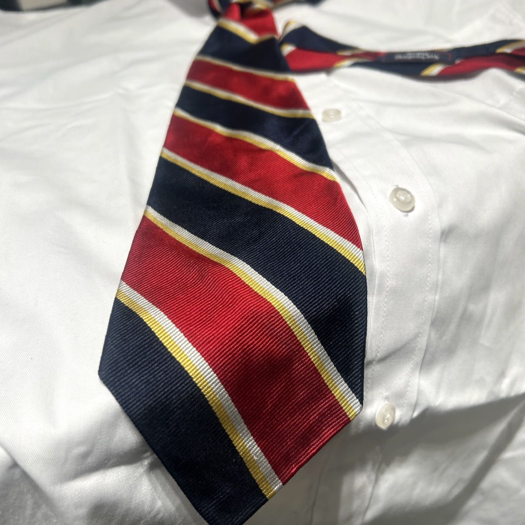 Robert Talbott VTG Robert Talbott Repp Silk Neck Tie Multicolor Stripe 3.5 USA Royal Dragon 8th Navy Gold Red Stripe Men Tie Size ONE SIZE - 6 Thumbnail
