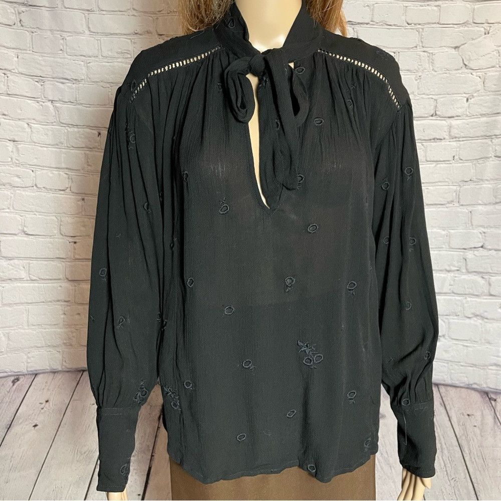 Free People NWT New Free People Black Wishful Moments Blouse Size XS Size XS / US 0-2 / IT 36-38 - 5 Thumbnail