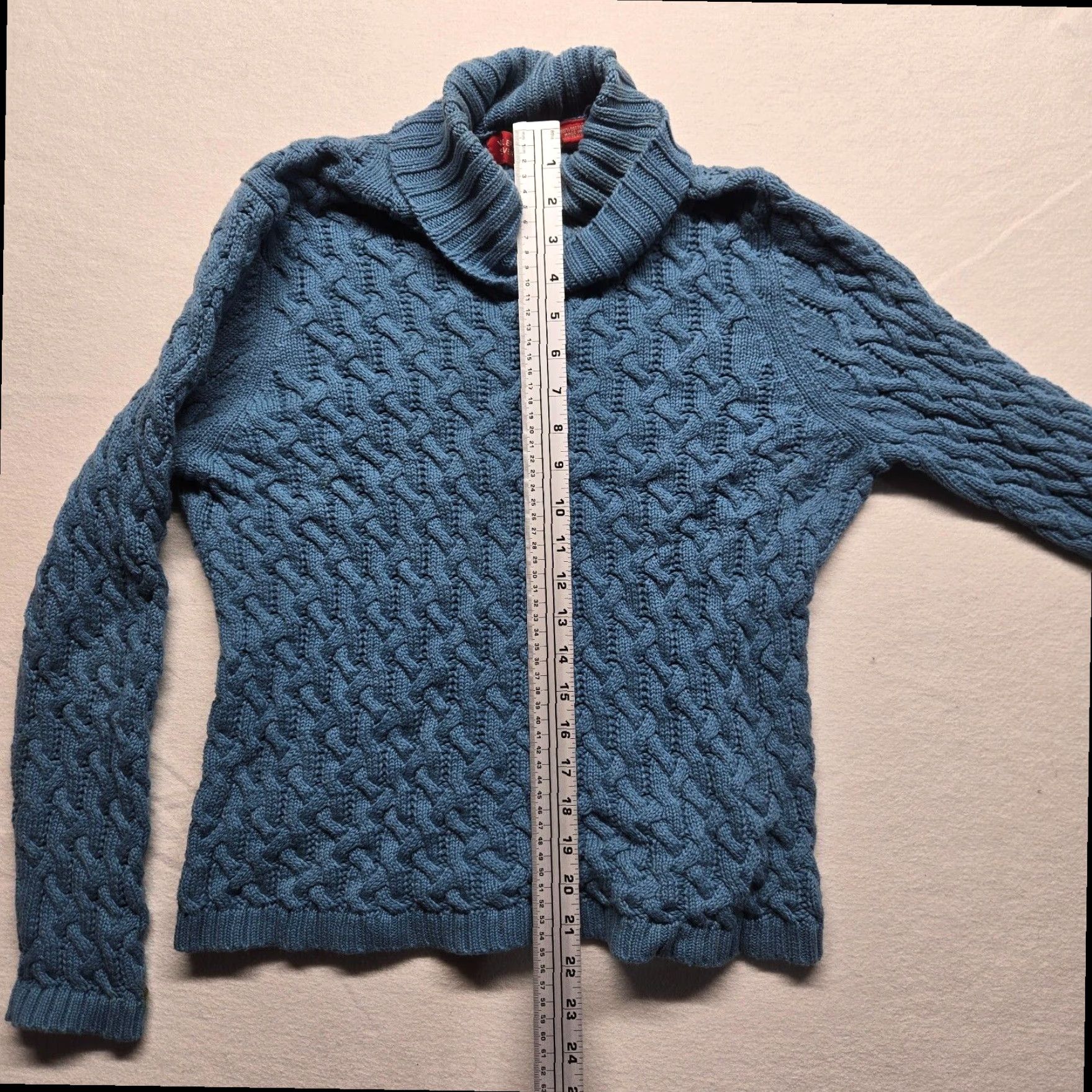 Vintage Valerie Stevens Blue Knit Sweater Cowl Neck Long Sleeve Pullover Women's Medium Size M / US 6-8 / IT 42-44 - 6 Thumbnail
