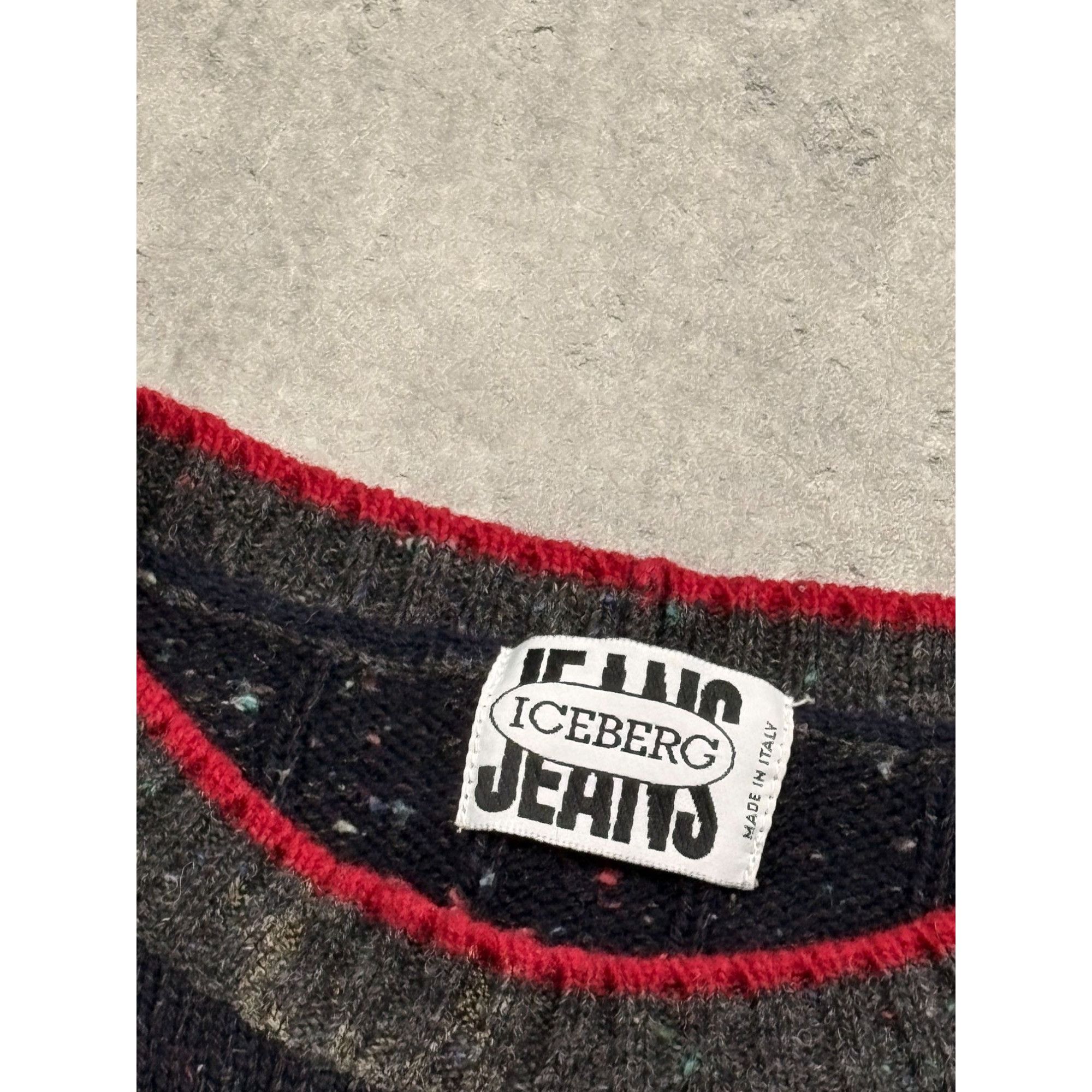 Iceberg Vintage Iceberg Jeans Mens Graphic Knit Sweater Bold Red & G Size US M / EU 48-50 / 2 - 12 Thumbnail