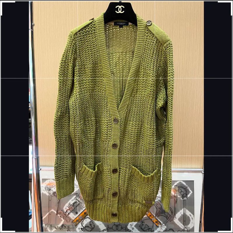 Burberry Burberry Green Cotton Blend Cardigan for Women Size XXS / US 00 / IT 34 - 1 Thumbnail