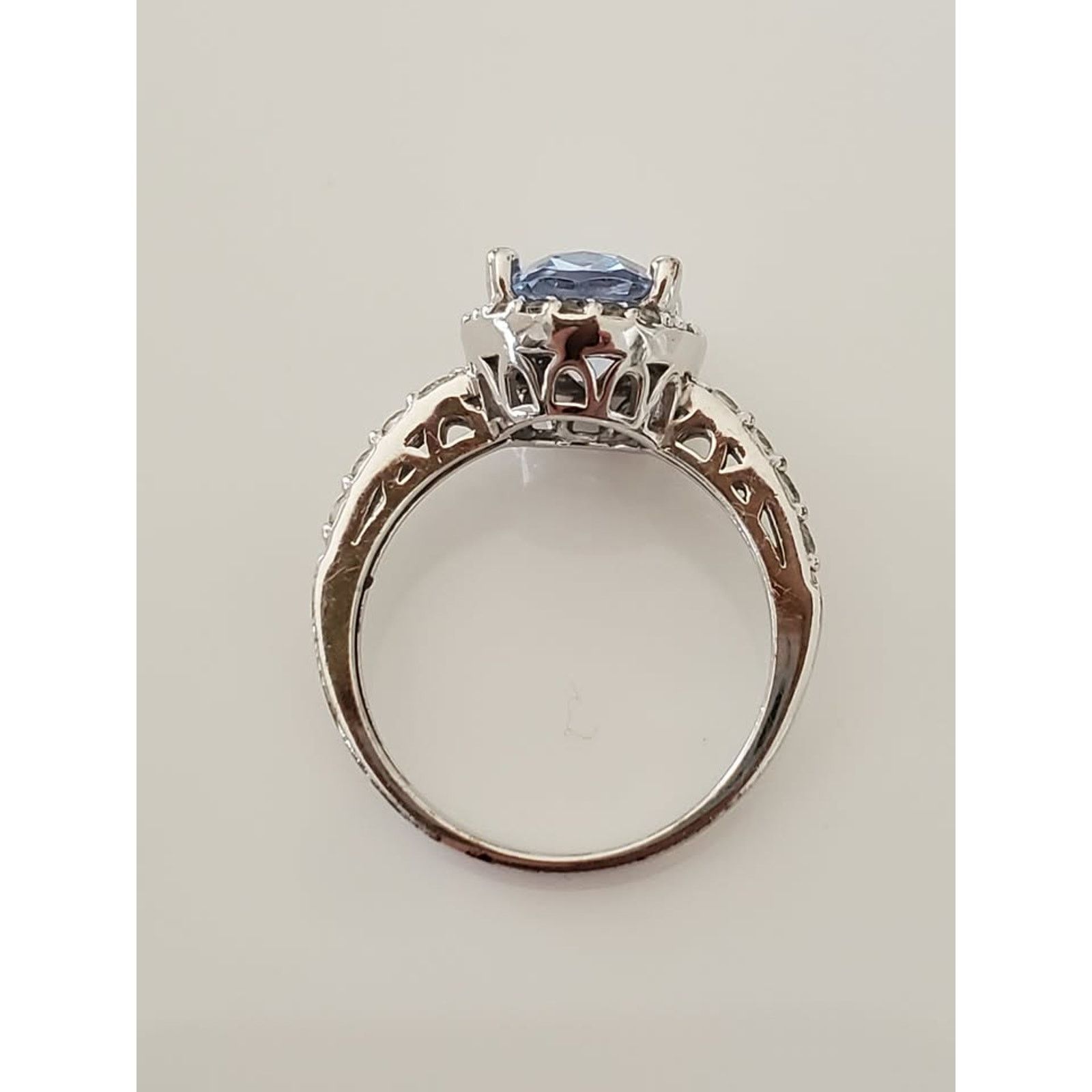 Other Blue Stone and CZ Halo Sterling Silver Ring Size ONE SIZE - 4 Thumbnail