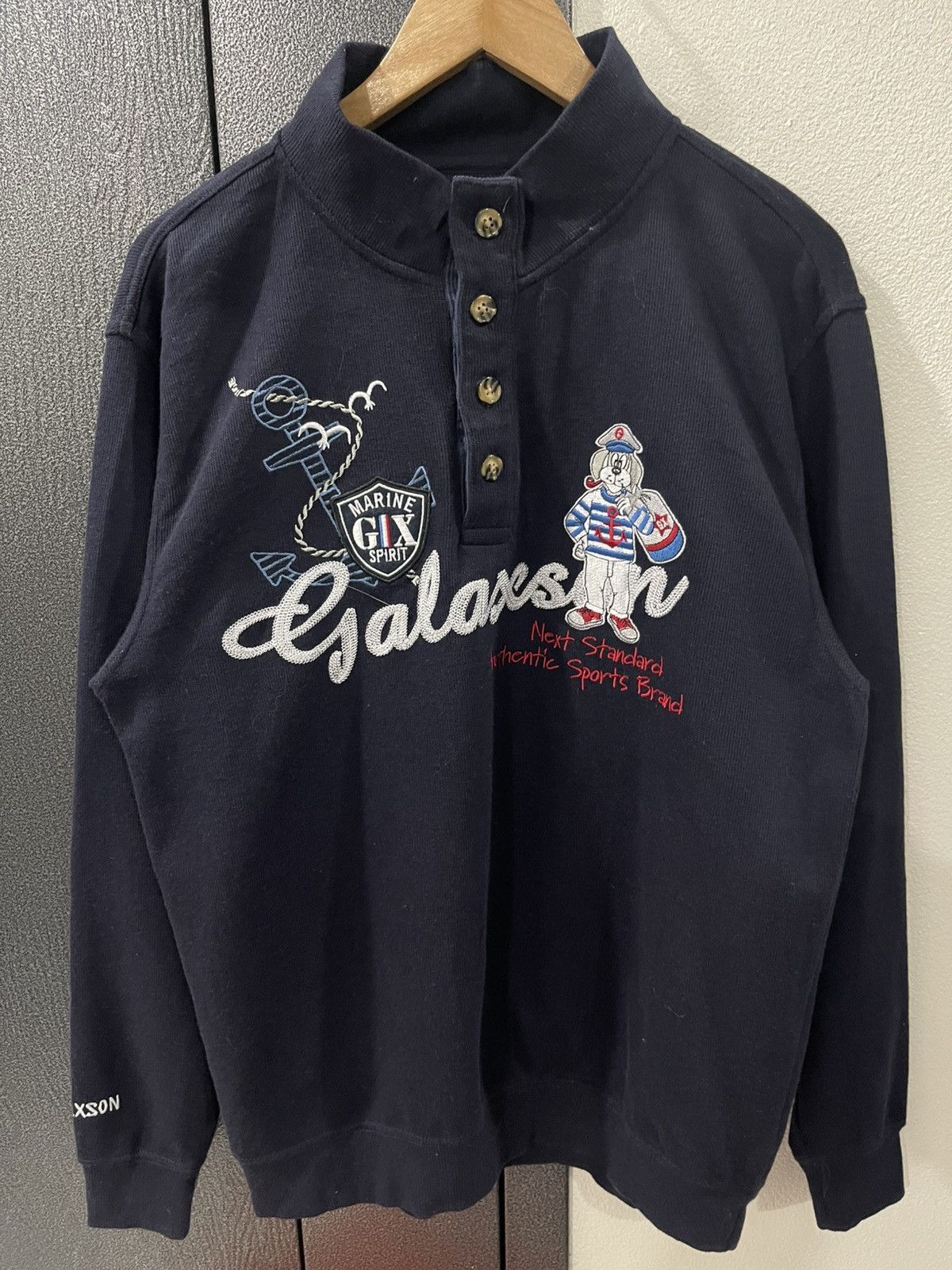 Japanese Brand Galaxson Marine Spirit Half Button Sweatshirt Size US XL / EU 56 / 4 - 4 Thumbnail