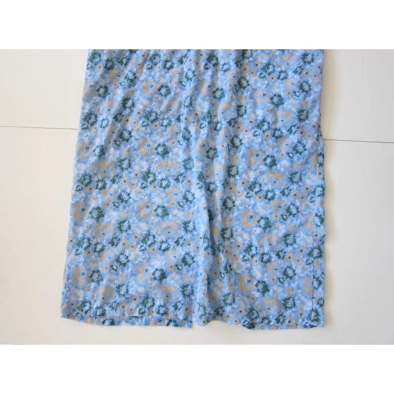 Vintage VINTAGE Nick & Sarah Cotton Blue Green Floral Button Down Pocket Maxi House Dress Plus 1X Size XL / US 12-14 / IT 48-50 - 6 Thumbnail