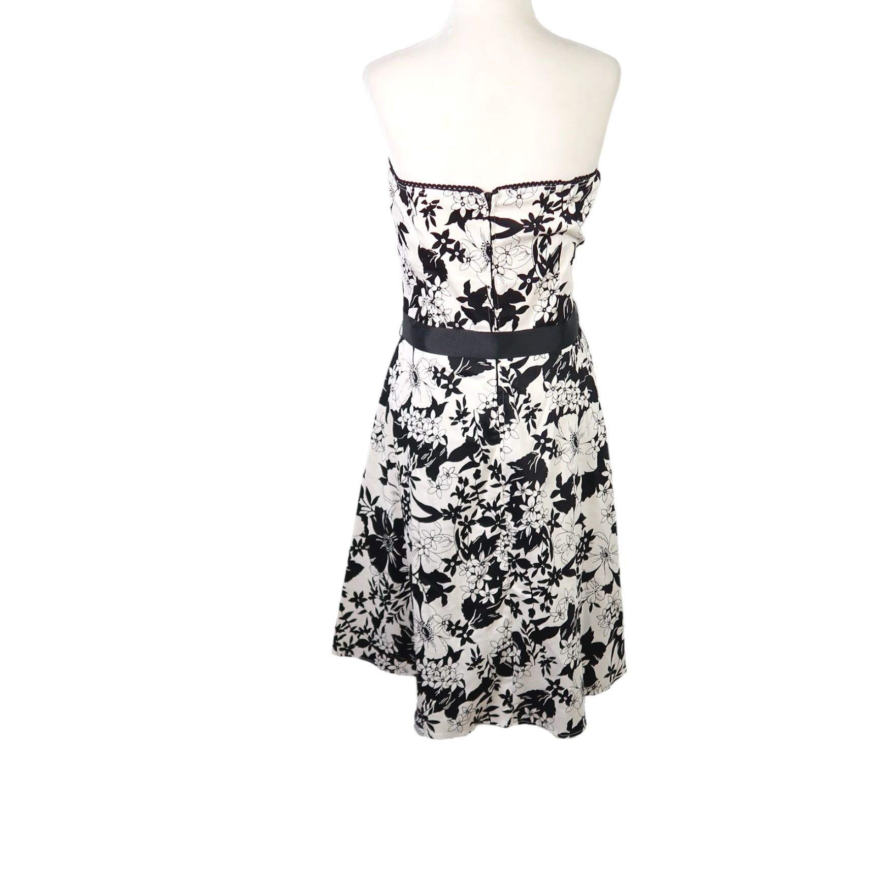 Vintage VINTAGE Mariposa cream and black floral strapless midi party dress 10 Women Size L / US 10 / IT 46 - 4 Thumbnail