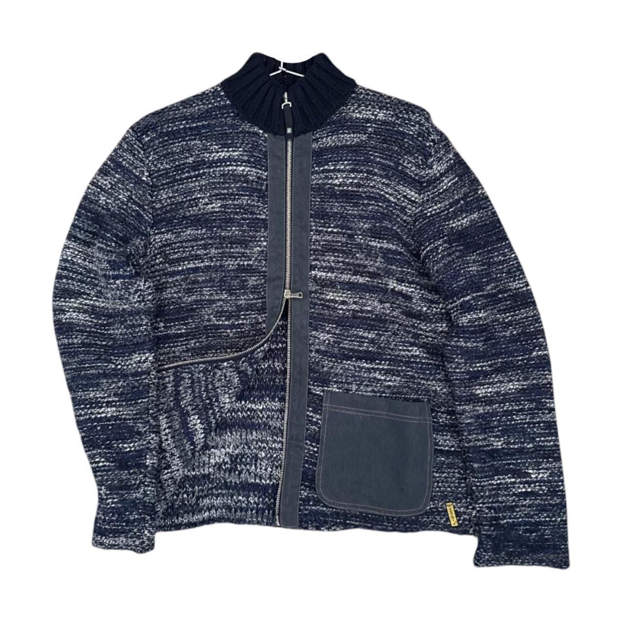 Armani Armani Jeans Heather Blue Patch Pocket Zip Up Knit Size US M / EU 48-50 / 2 - 4 Thumbnail