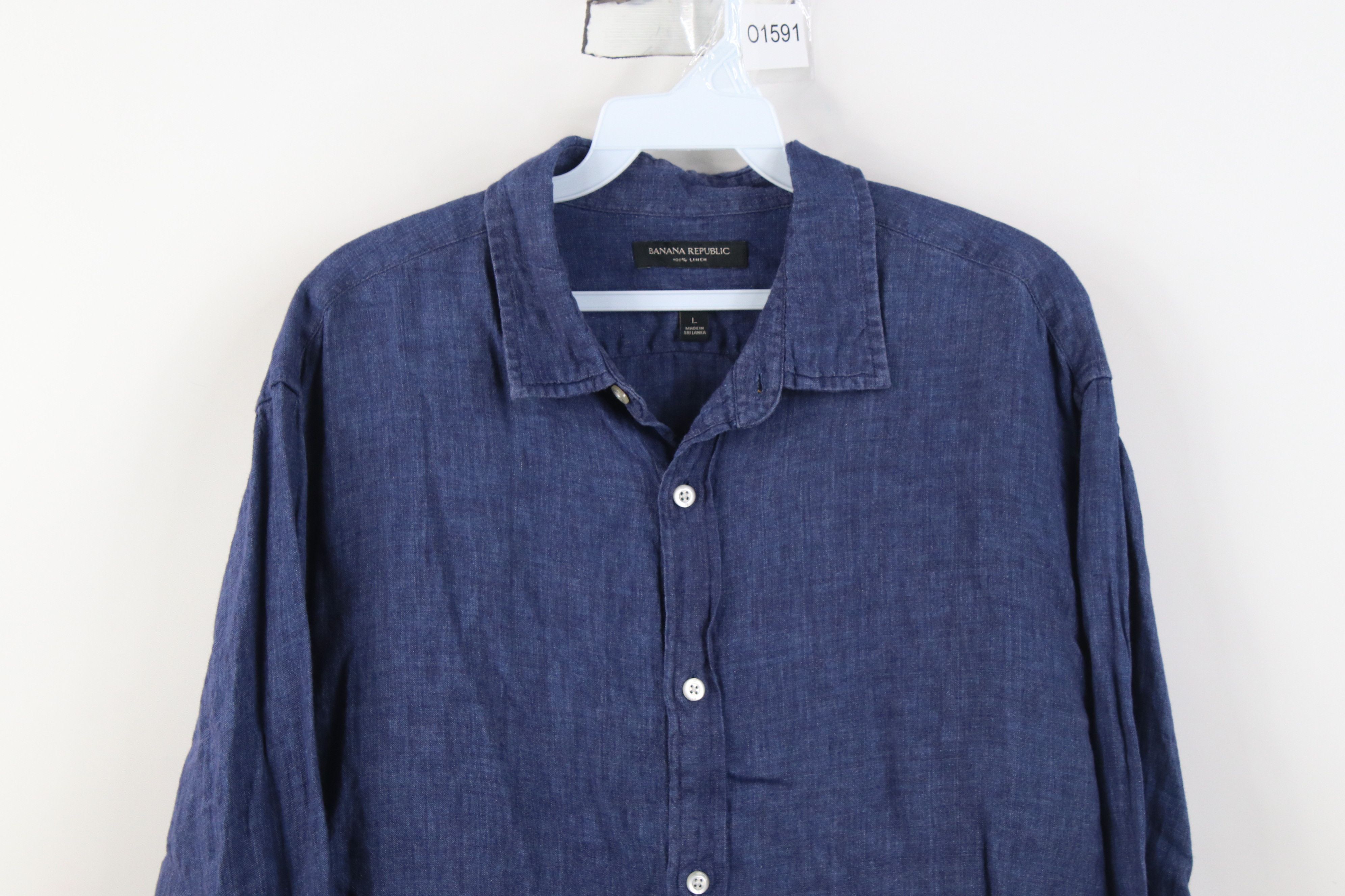 Banana Republic Banana Republic Fit Chambray Linen Button Shirt Blue Size US L / EU 52-54 / 3 - 2 Thumbnail