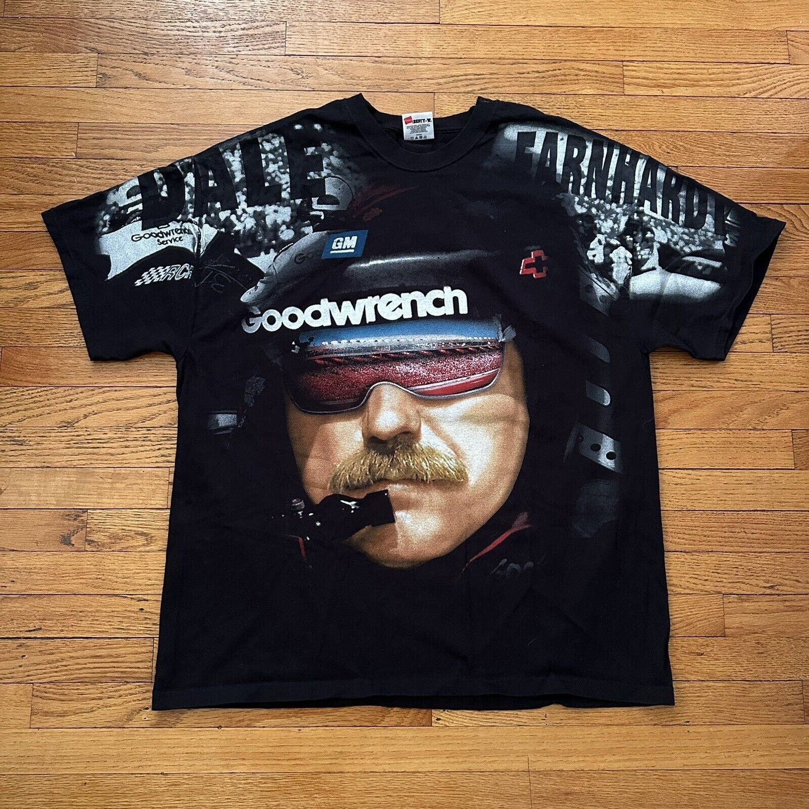 Image of Chase Authentics x Nascar Vintage 1998 Dale Earnhardt Big Face Aop Racing T-Shirt in Black (Size 2X