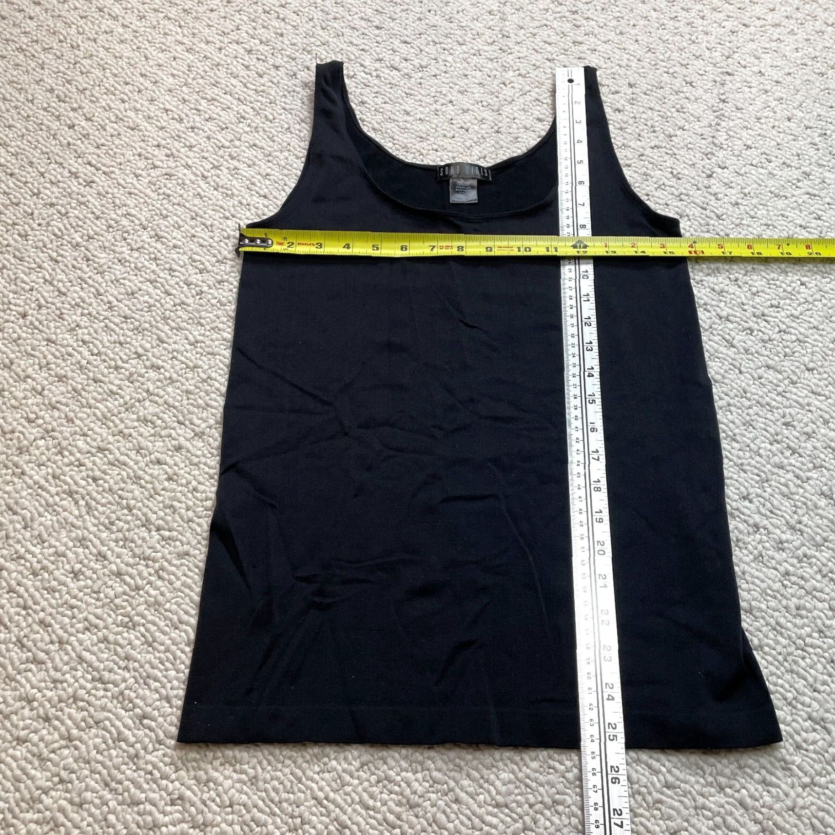 Vintage SOHO Tank Top Girls 1X/2X Black Sleeveless Jersey Nylon Stretch Shirt Sleeveless Casual Solid Shirt Size XL / US 12-14 / IT 48-50 - 4 Thumbnail