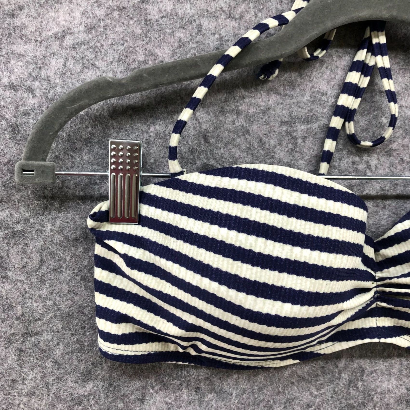 Vintage Antiqua Women's Bikini Top XL Striped Halter Padded Underwire Swimsuit Beach Summer Navy White Size XL / US 12-14 / IT 48-50 - 5 Thumbnail