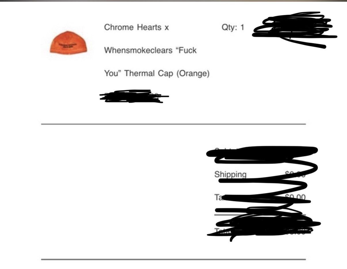 Chrome Hearts Chrome Hearts x Whensmokeclears "Fxck You" Thermal Cap Size ONE SIZE - 8 Thumbnail