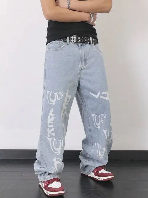 Jean Kirari x Airi Skater Print Denim Jeans Straight Leg Size US 32 / EU 48 - 4 Thumbnail