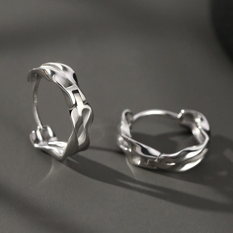 Jewelry × Sterling Silver New Trend Earrings One Pairs Chrome Jewelry Size ONE SIZE - 2 Thumbnail