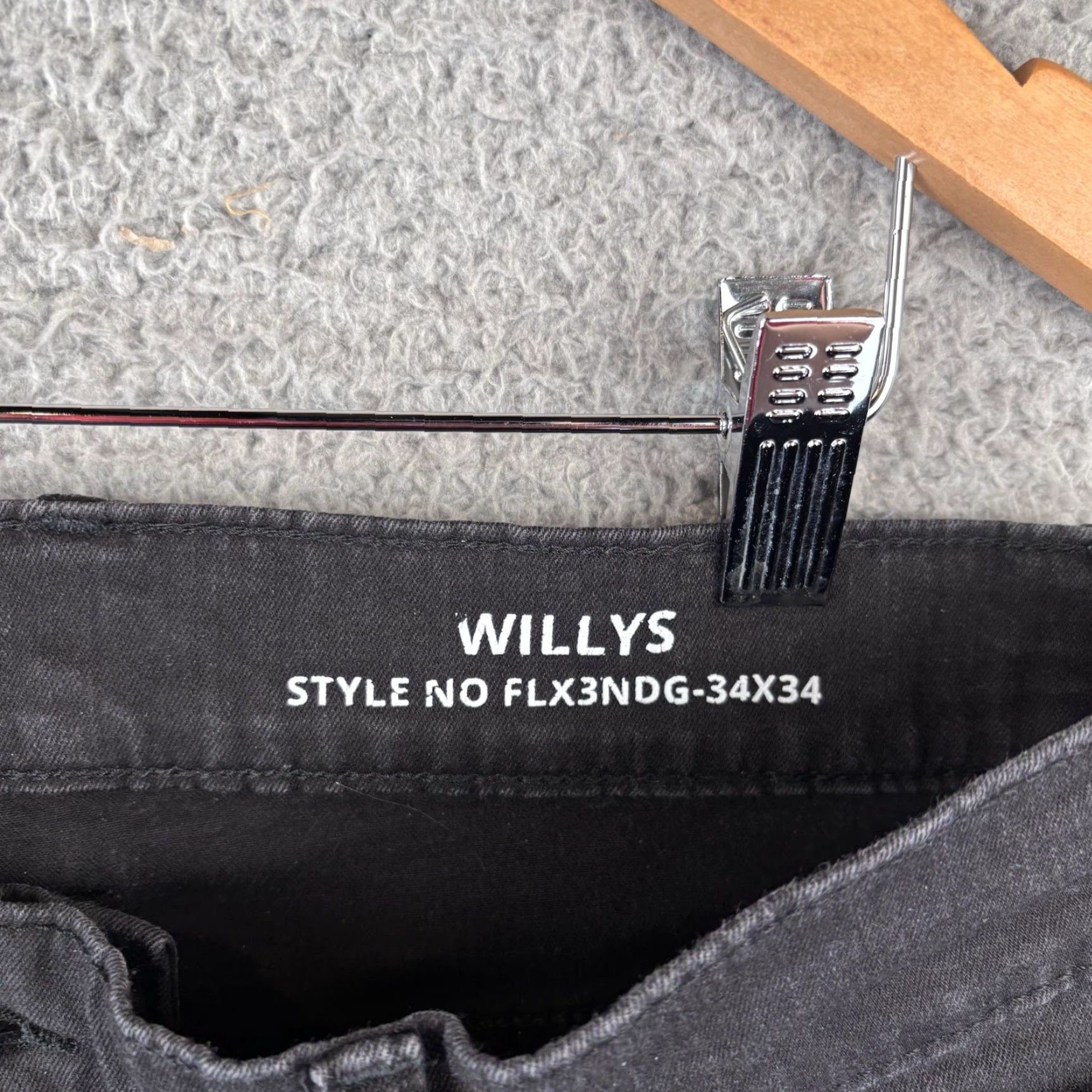 Denime Mugsy Jeans Mens 34X34 Black Denim Pants Willys Stretch Comfort Flex FLX3NDG Size US 34 / EU 50 - 2 Thumbnail