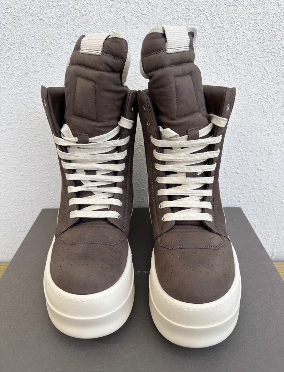 Rick Owens Rick Owens Mega Platform Geobasket White & Brown Size US 8.5 / EU 41-42 - 3 Thumbnail