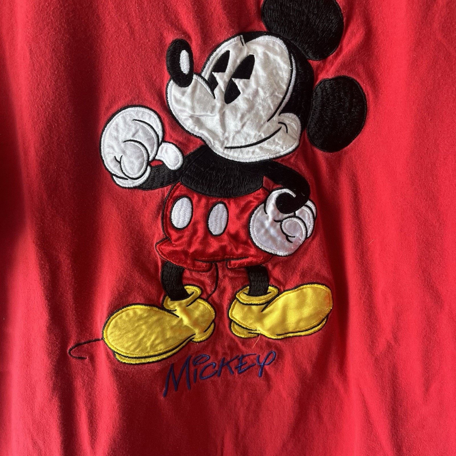 Disney Mickey Mouse Embroidered Red Disney Tshirt Men’s Large Short Size US L / EU 52-54 / 3 - 3 Thumbnail