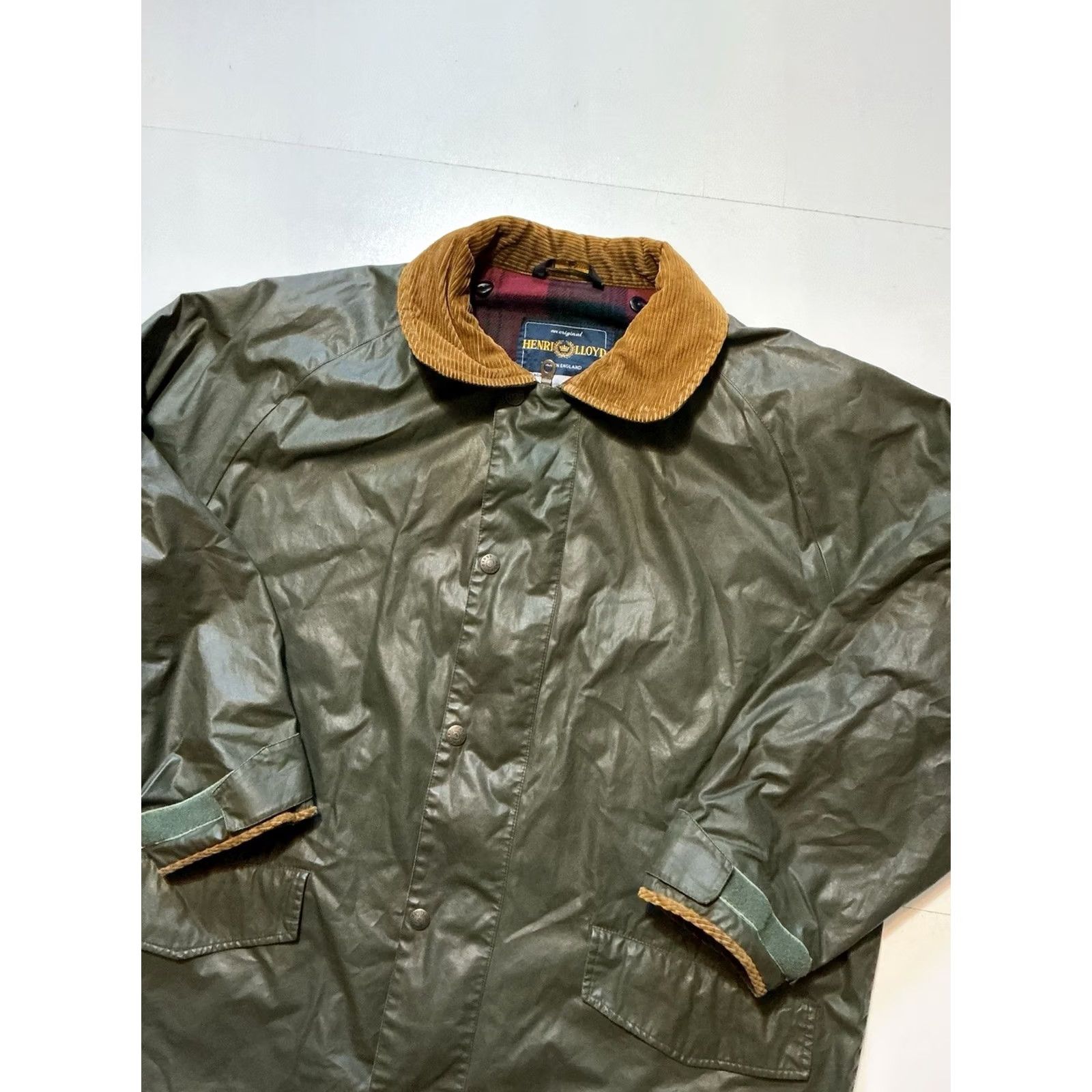 Henri Lloyd VINTAGE Henri Lloyd Jacket Corduroy Plaid Waxed Coated Lined Parka XL Brown Mens Size US XL / EU 56 / 4 - 5 Thumbnail