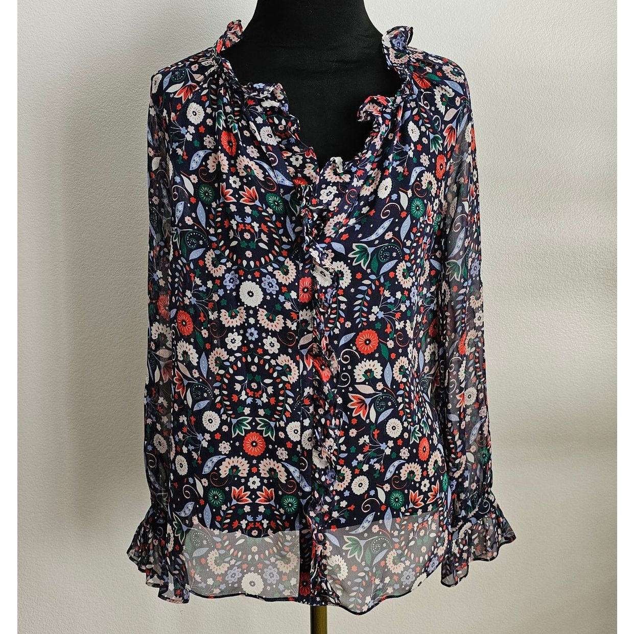 Boden Boden Women's Sheer Floral L/S Silk Chiffon Blouse UK 6 US 2 Size XS / US 0-2 / IT 36-38 - 1 Thumbnail