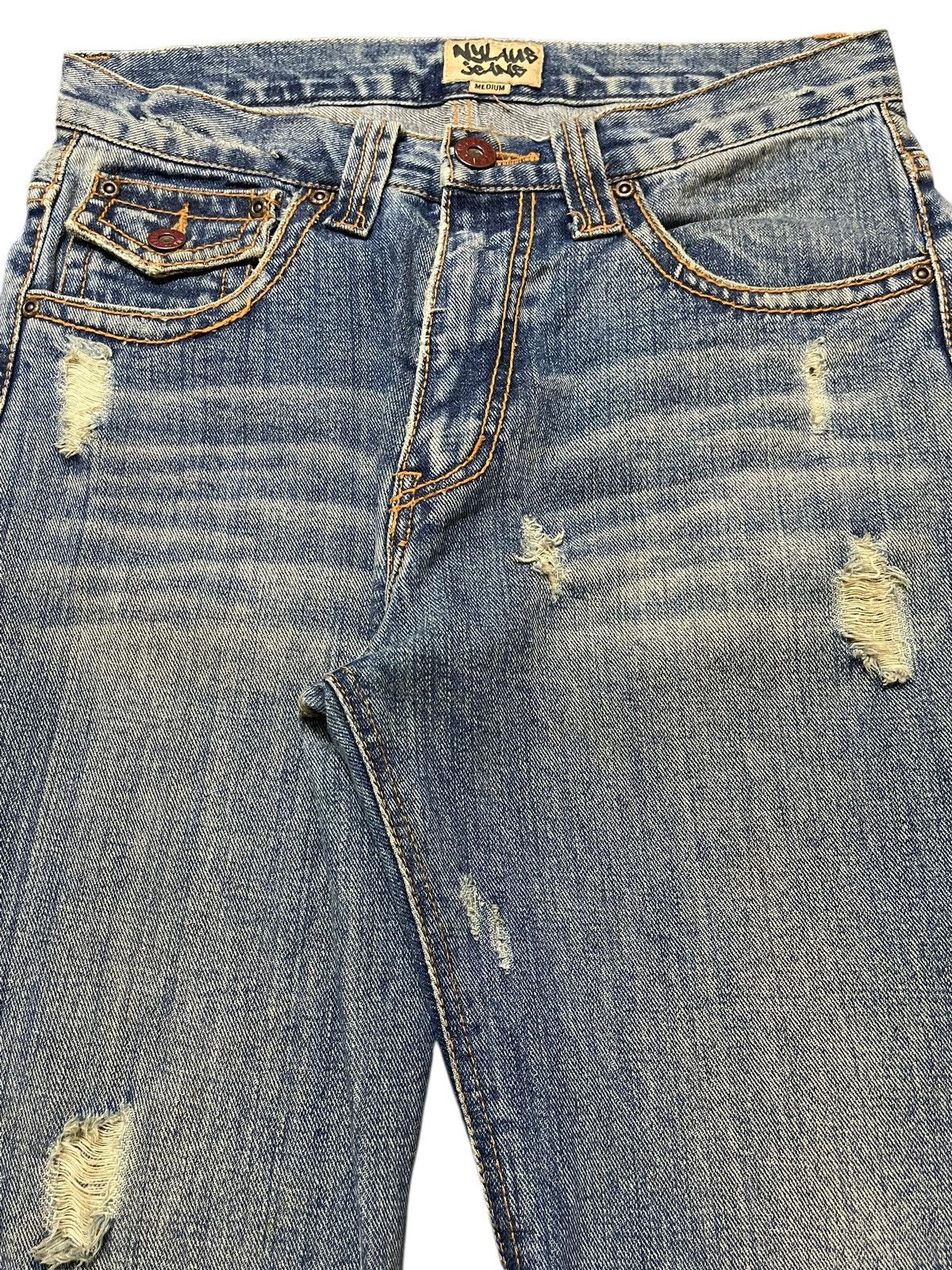 If Six Was Nine Vintage Japan Nylaus Faded Wash Distressed Spiral Wide Leg Size US 30 / EU 46 - 4 Thumbnail