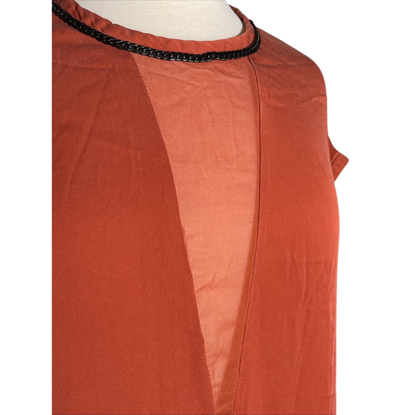 Robert Rodriguez Robert Rodriguez Orange Silk Blend Mesh V Front, S/S Top 4 Size S / US 4 / IT 40 - 2 Thumbnail