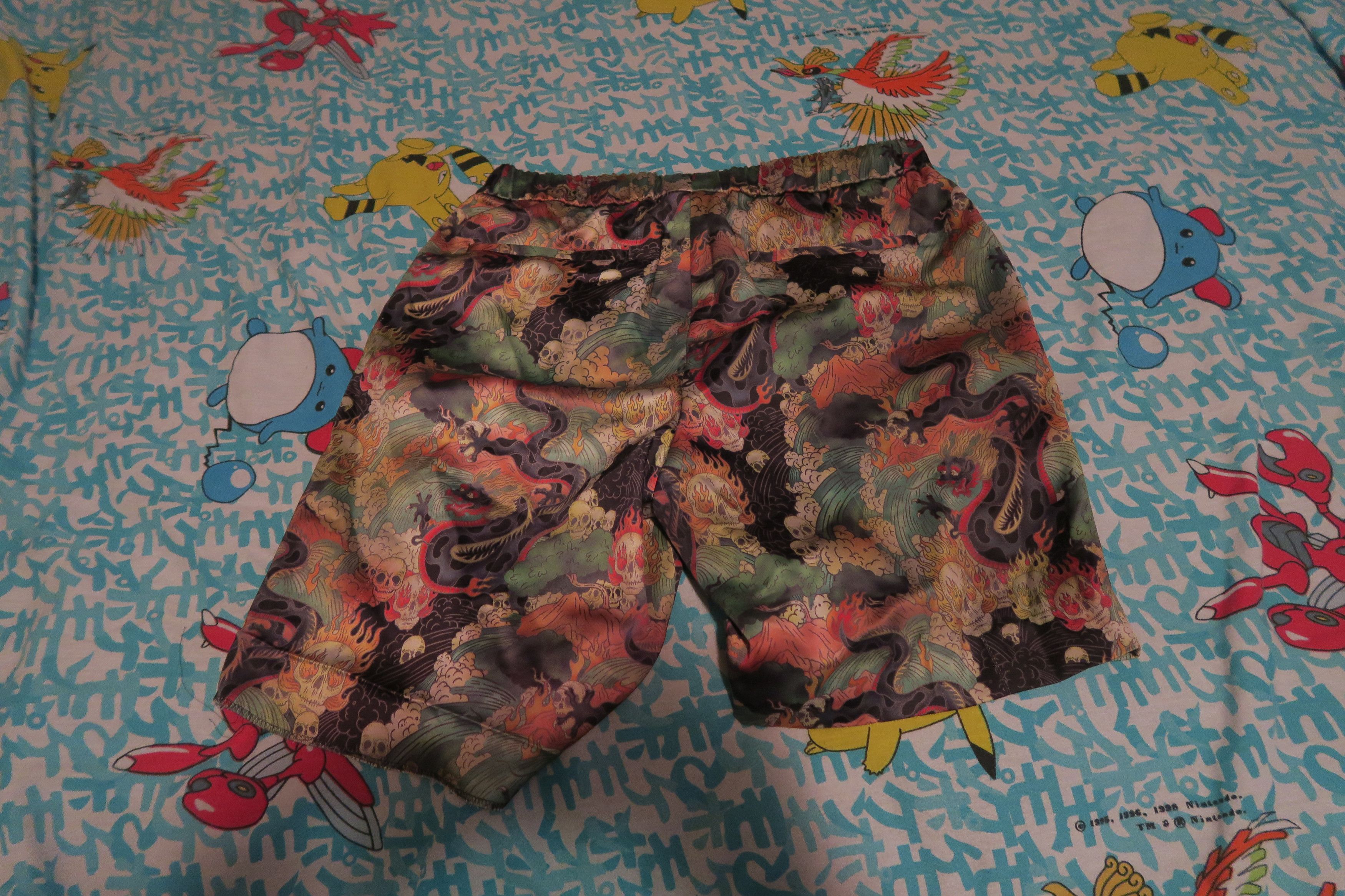 Topman Topman Fieldmann Flame Skull Dragon Shorts Poly Blend (Read) Size US 32 / EU 48 - 8 Thumbnail