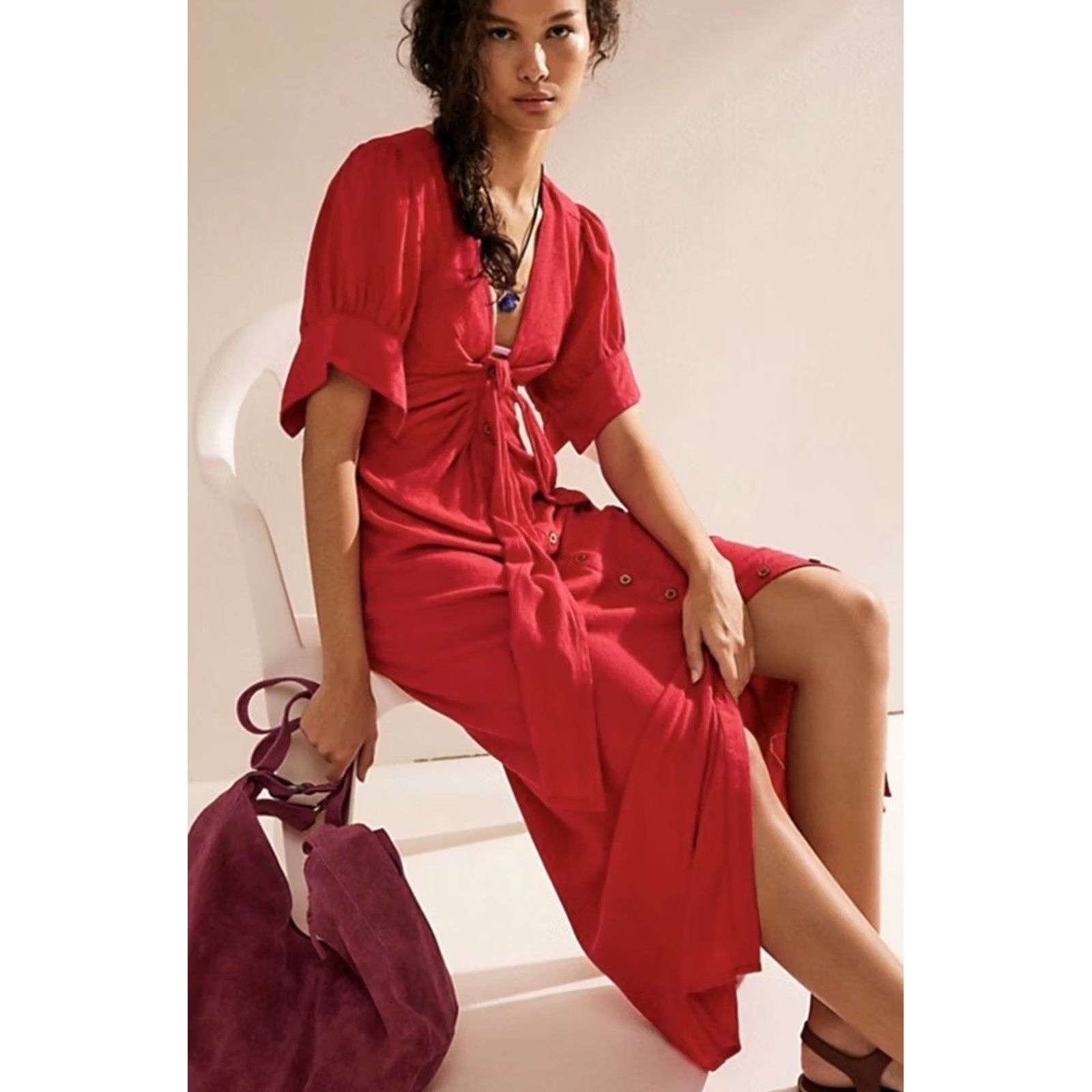 simkhai jazz pintuck midi dress Dark Olive Wimbledon 38in bust ROSSA CUT OUT HALTER Color:Mushroom Taupe
