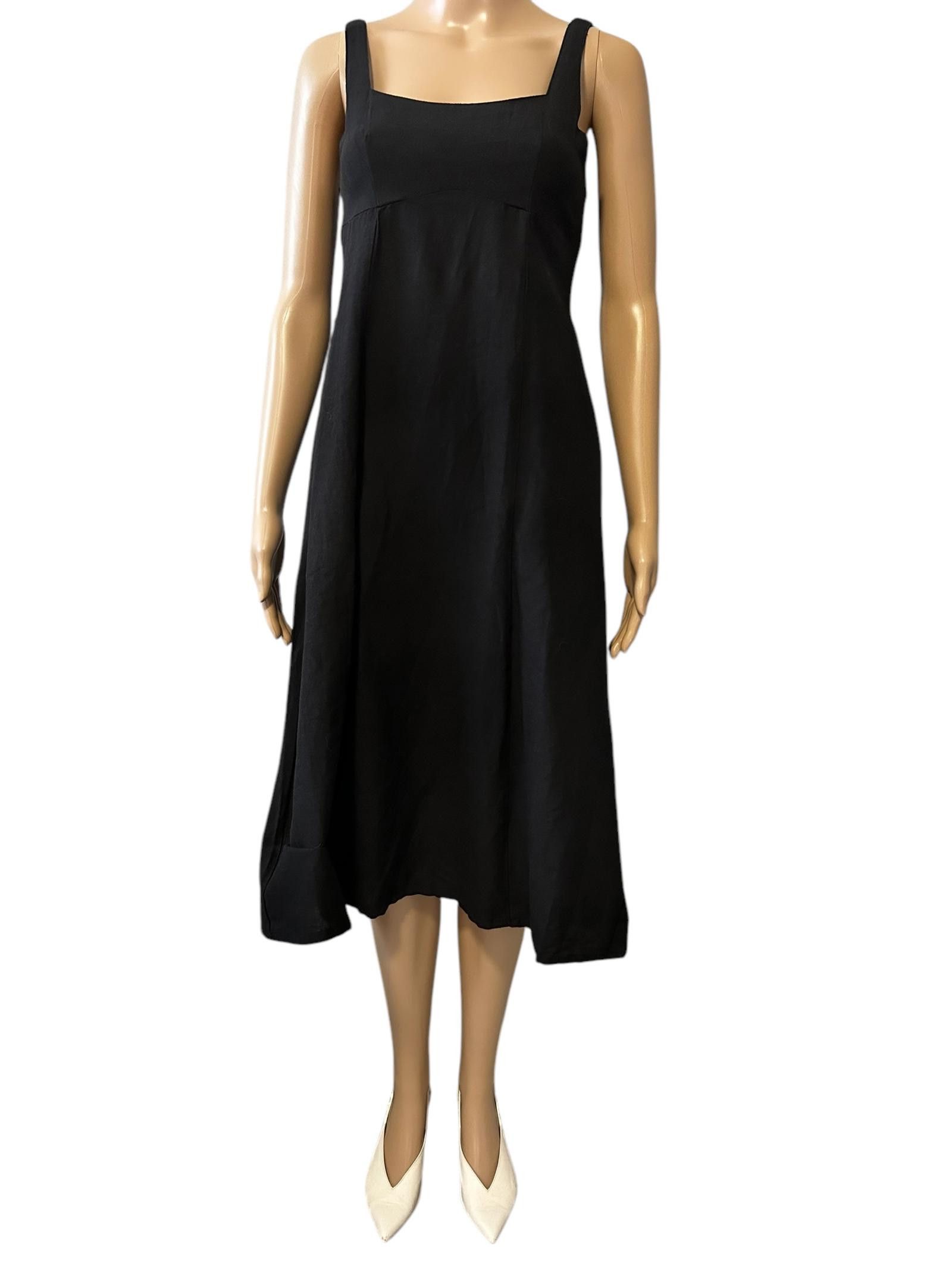 Designer Elegant Black Midi Dress with Square Neckline Size XS / US 0-2 / IT 36-38 - 1 Thumbnail