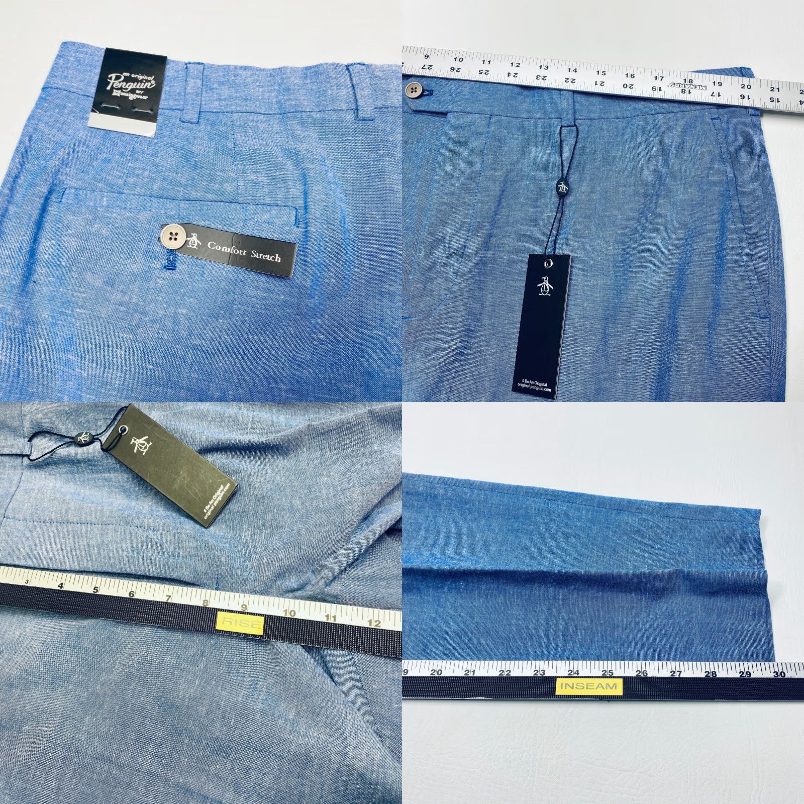 Vintage NWT Penguin by Munsingwear Pants Mens 40x30 Slim Fit Blue Linen Blend Pant 40 Men Casual Dress Pants 7872 Size US 40 / EU 56 - 9 Thumbnail