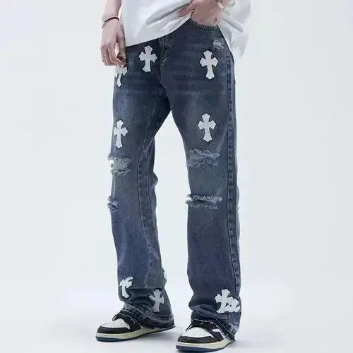Japanese Brand × Jean High street hip hop cross patch bootcut jeans Size US 32 / EU 48 - 1 Thumbnail