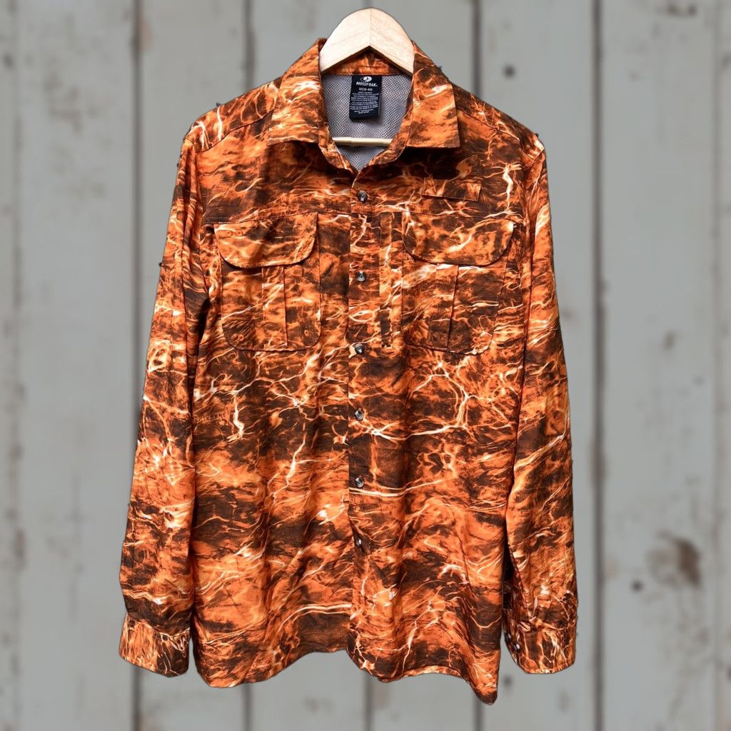 Vintage Mossy Oak Elements Fire Pattern Mens Orange Long Sleeve Shirt M Hunt Shirt Size US M / EU 48-50 / 2 - 1 Thumbnail