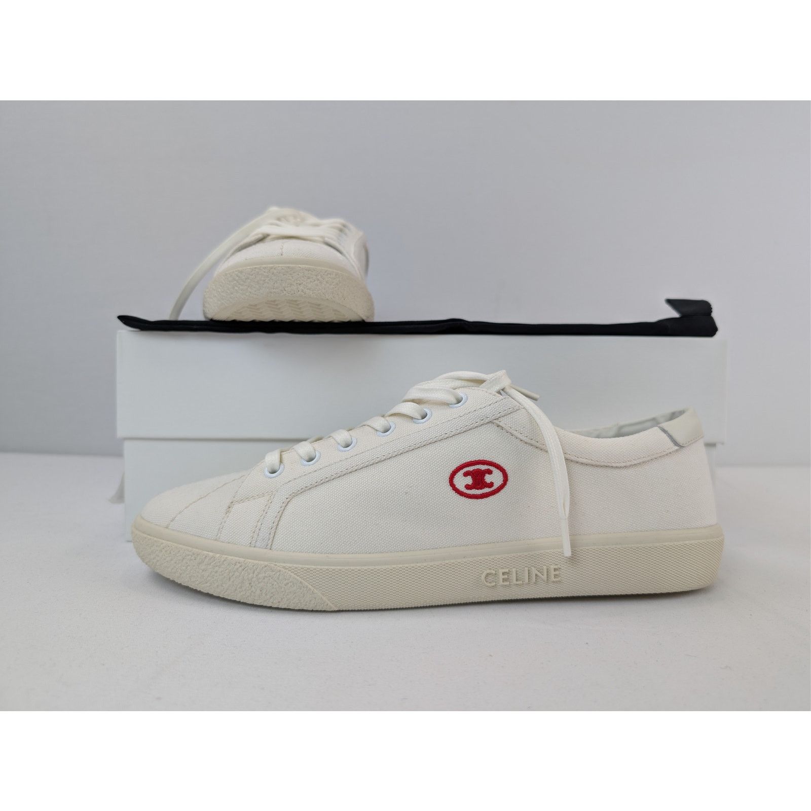 Celine o1rshd1 Canvas & Calfskin Low top Sneakers in White Size US 10 / EU 43 - 20 Thumbnail