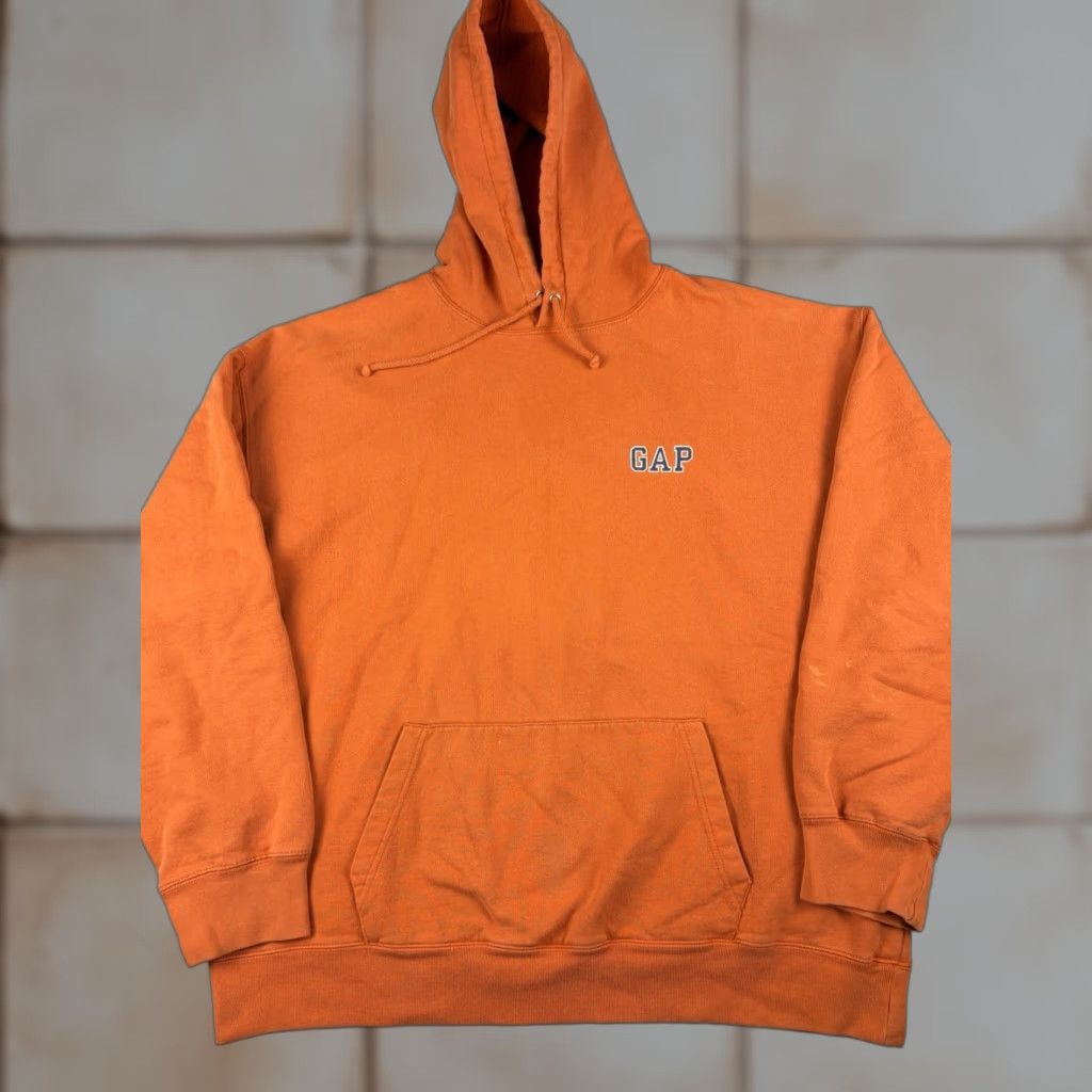 Gap VINTAGE GAP Sweatshirt Hooded Pullover XL Orange Logo 90s Mens Size US XL / EU 56 / 4 - 1 Thumbnail