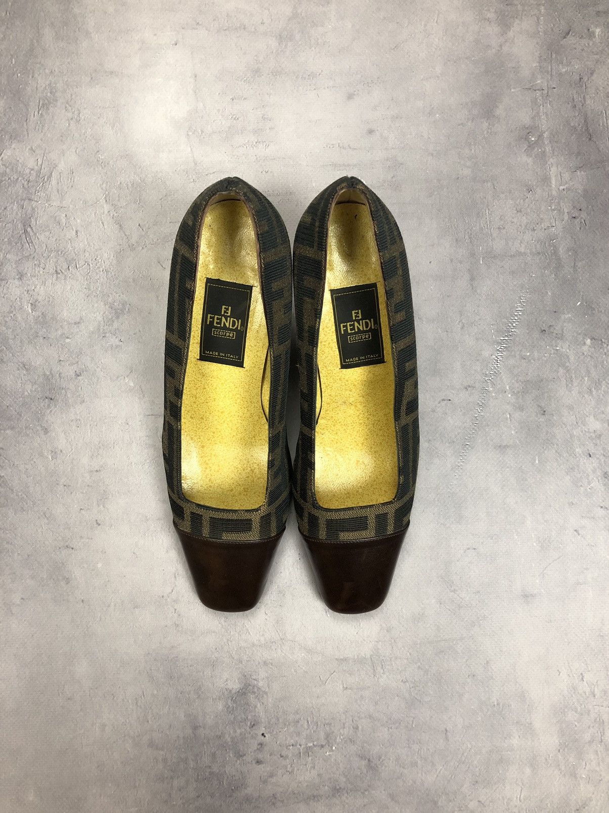 Fendi × Vintage FENDI heel pumps Zucca Canvas Leather Black FF logo 36 Size US 6 / IT 36 - 10 Thumbnail