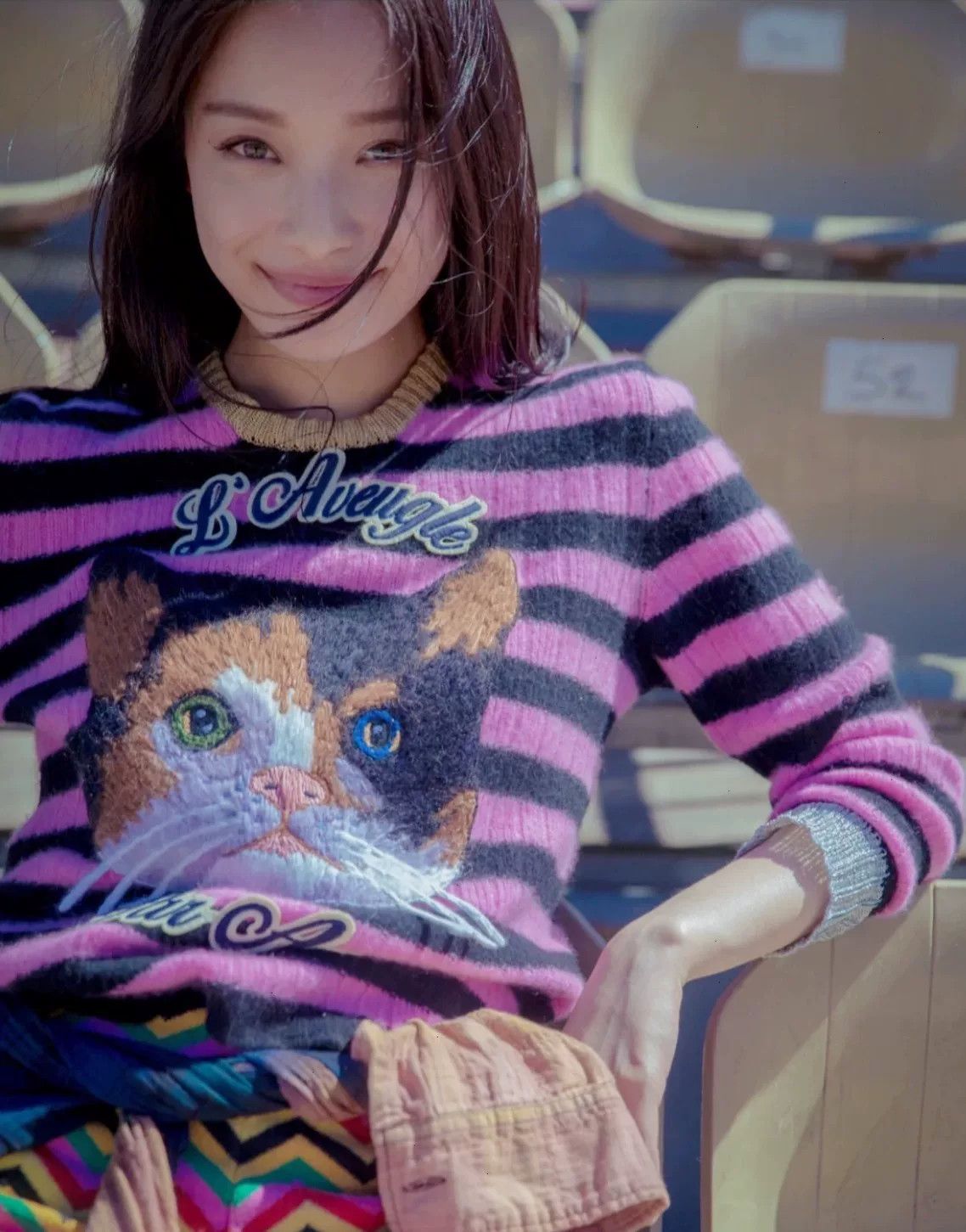 Gucci Gucci Pink Striped Cat Embroidery Sweater Size XXS / US 00 / IT 34 - 1 Thumbnail