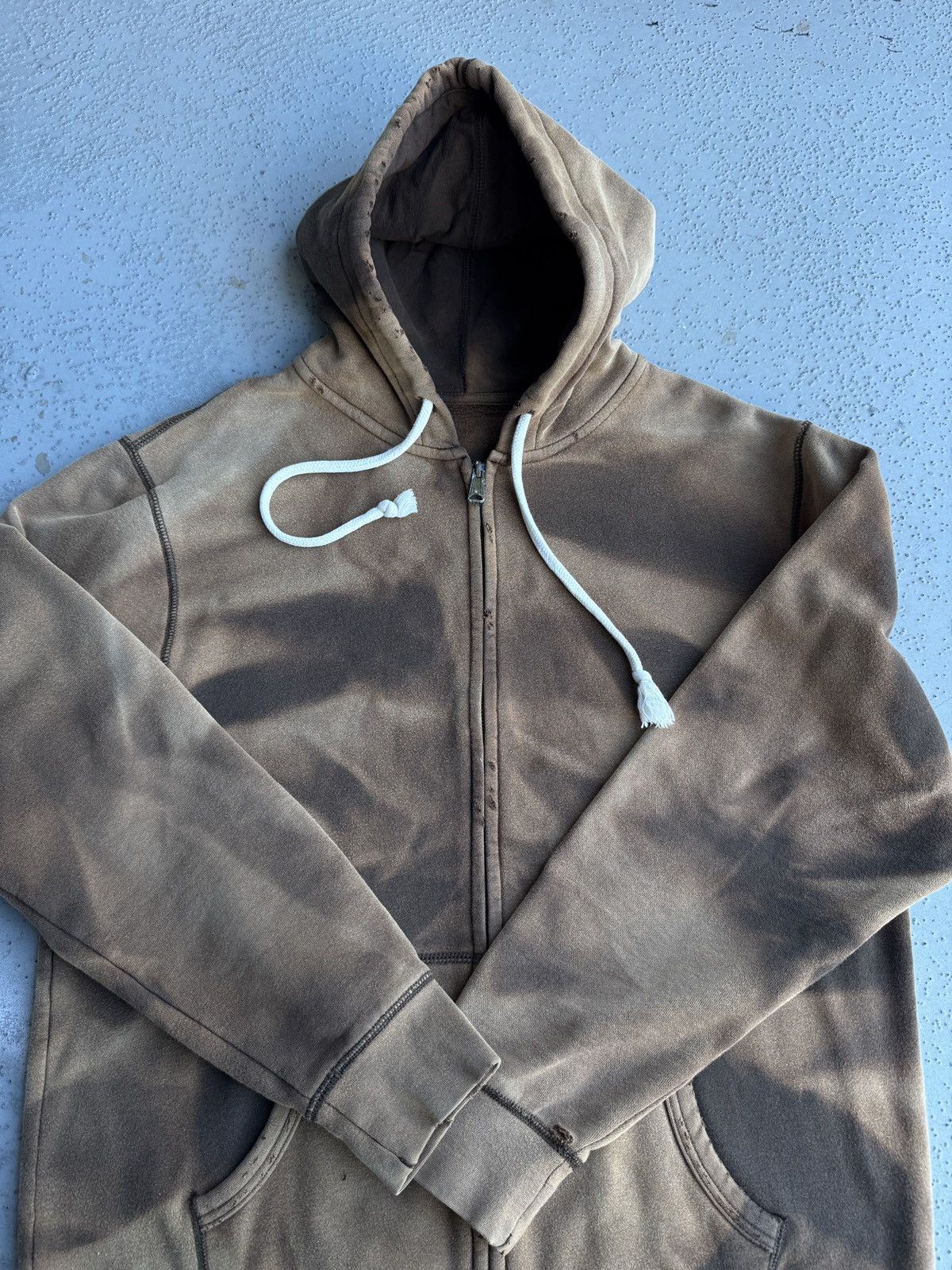 Vintage Faded distressed hoodie brown full zip vintage M-L Size US M / EU 48-50 / 2 - 13 Thumbnail