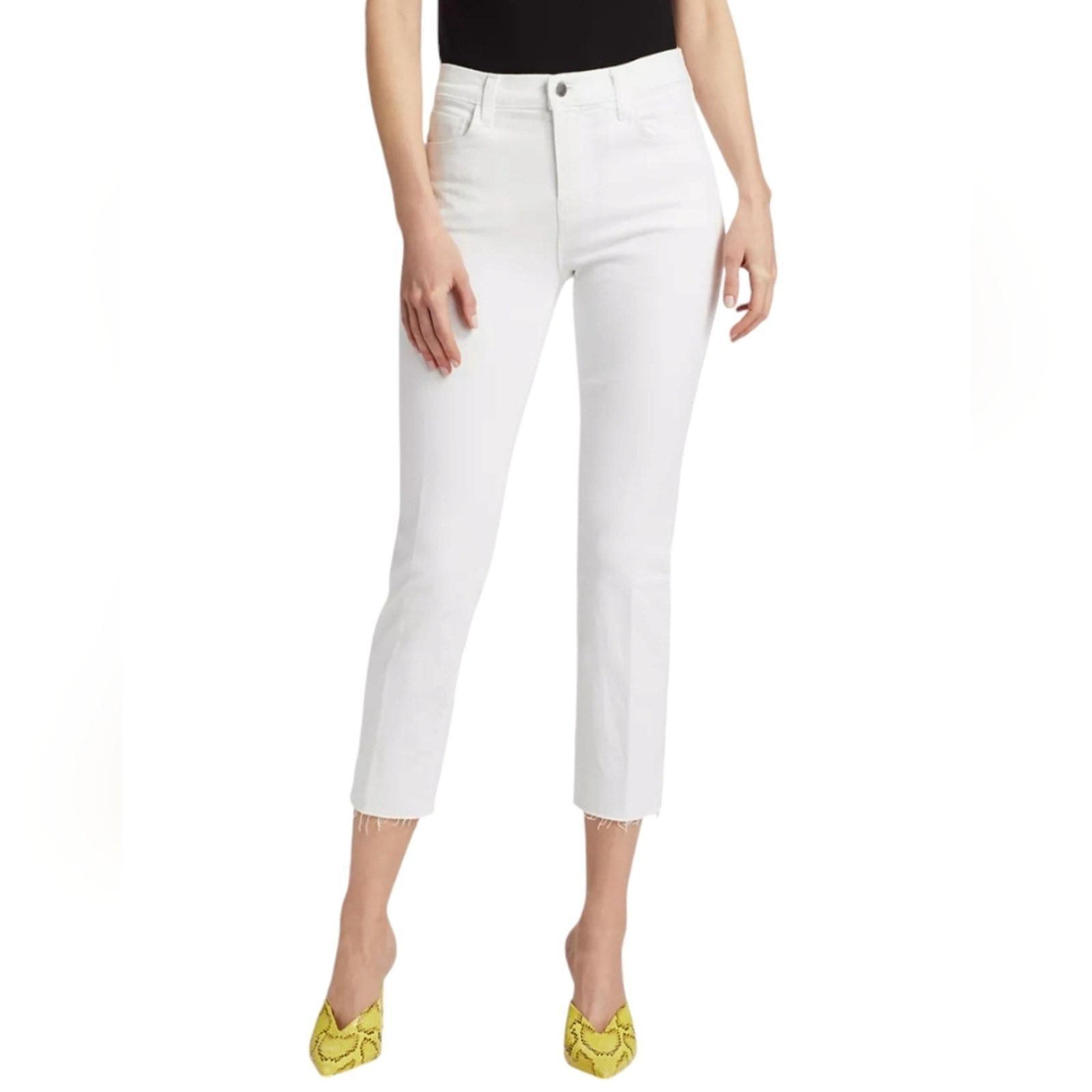 L'AGENCE L'Agence Sada Crop Slim Leg High Rise White Jeans 24 Size 24" / US 00 / IT 34 - 1 Thumbnail