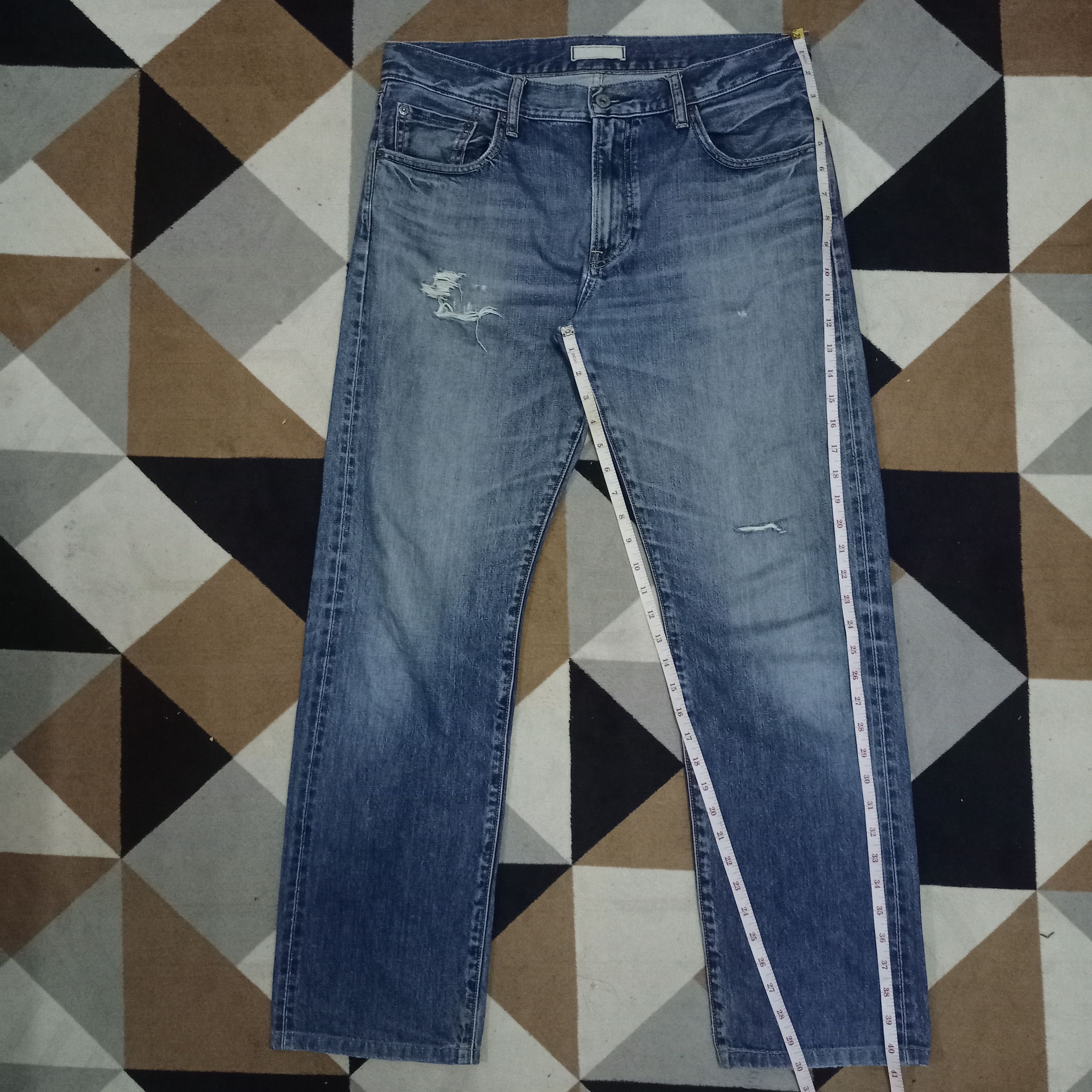 Japanese Brand × Uniqlo Vintage Japanese Uniqlo Blue Wash Baggy Selvedge Jeans Size US 35 - 9 Thumbnail
