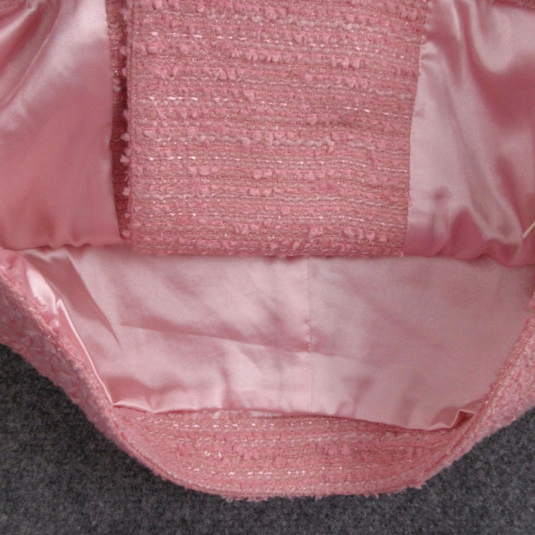 LoveShackFancy LoveShackFancy Pink Tweed Jacket Womens Medium Collarless Button Front Blazer Short Sleeve Size M / US 6-8 / IT 42-44 - 6 Thumbnail