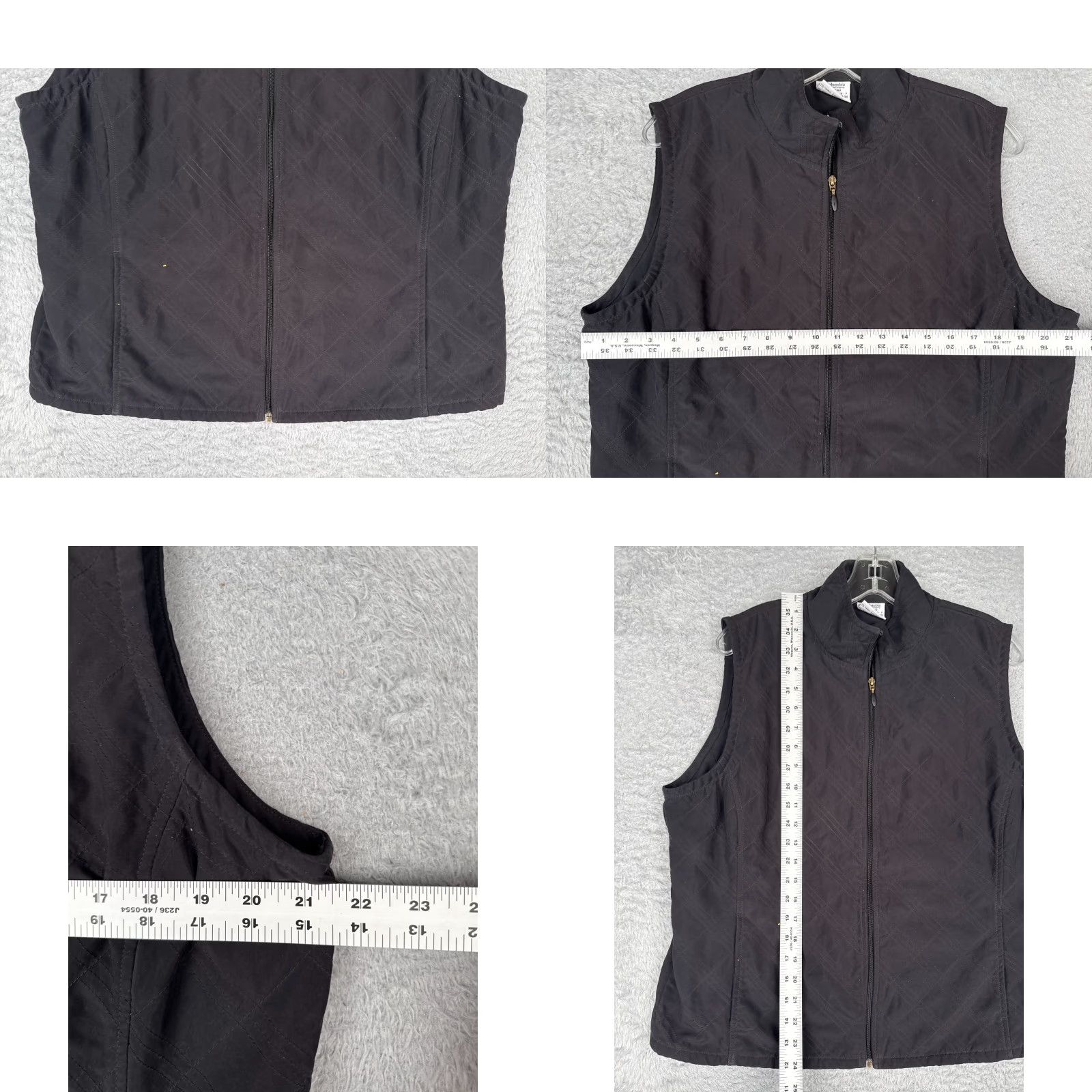 Vintage Columbia Vest Women XL Black Argyle Pattern 100% Polyester Full Zip Pockets Size XL / US 12-14 / IT 48-50 - 8 Thumbnail