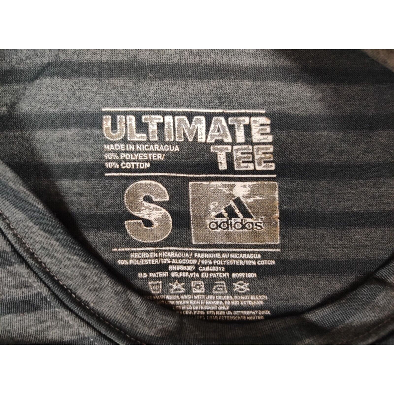 Adidas Adidas Shirt Adult Mens Small Gray Striped Spell Out Logo Size US S / EU 44-46 / 1 - 5 Thumbnail