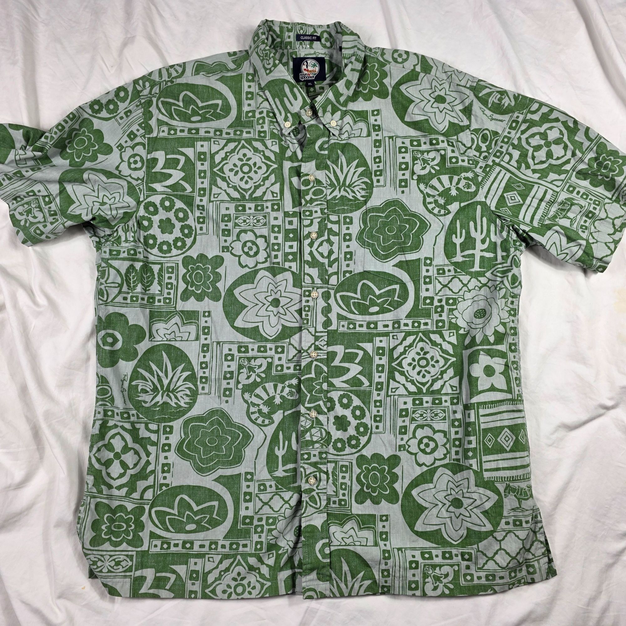Reyn Spooner Reyn Spooner Classic Fit Mens XL Green Floral Button Shirt C Size US XL / EU 56 / 4 - 1 Thumbnail