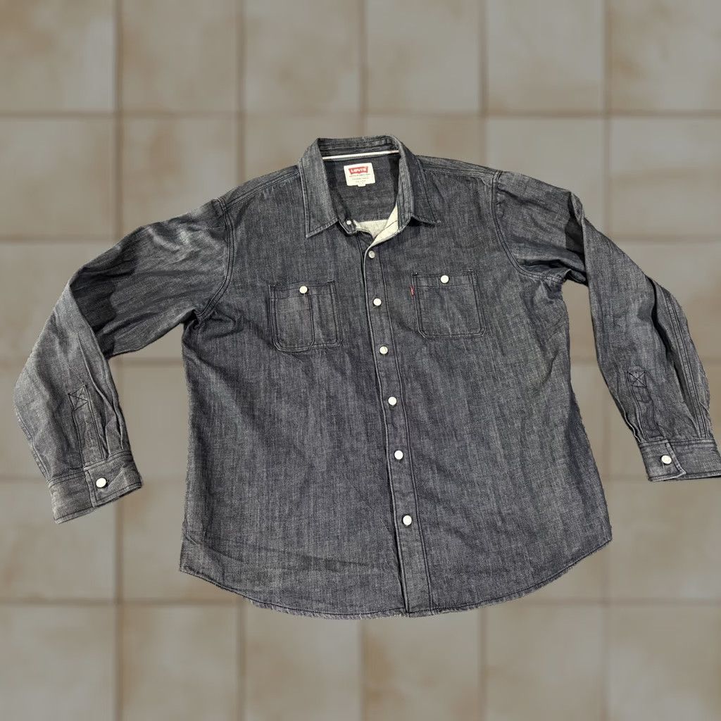Levi's Levi's Shirt Mens 2XL Gray Denim Western Long Sleeve Snap Front Casual Size US XXL / EU 58 / 5 - 1 Thumbnail