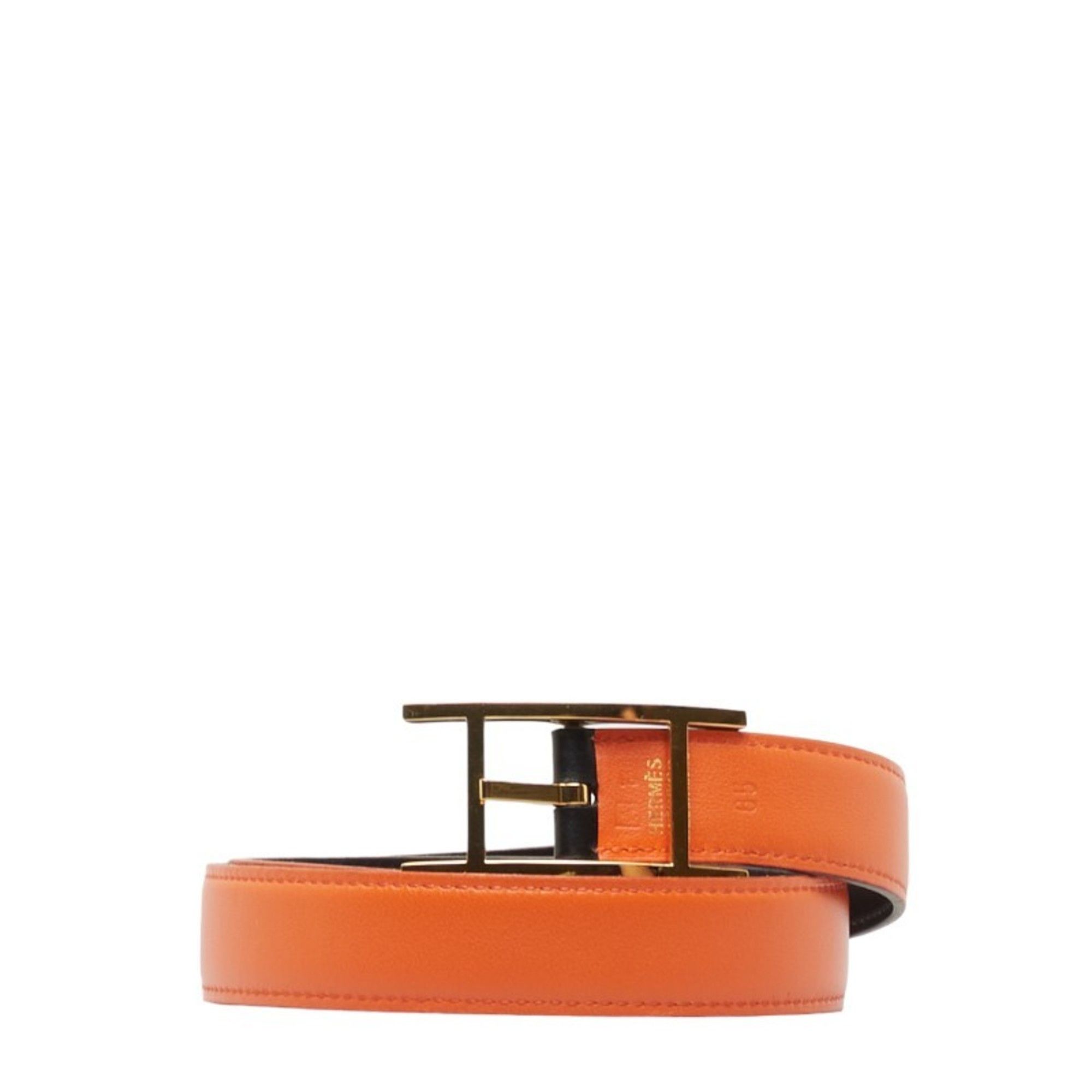 image of Hermes Api Reversible Belt Size: 65 Orange Brown Leather Women's Hermes