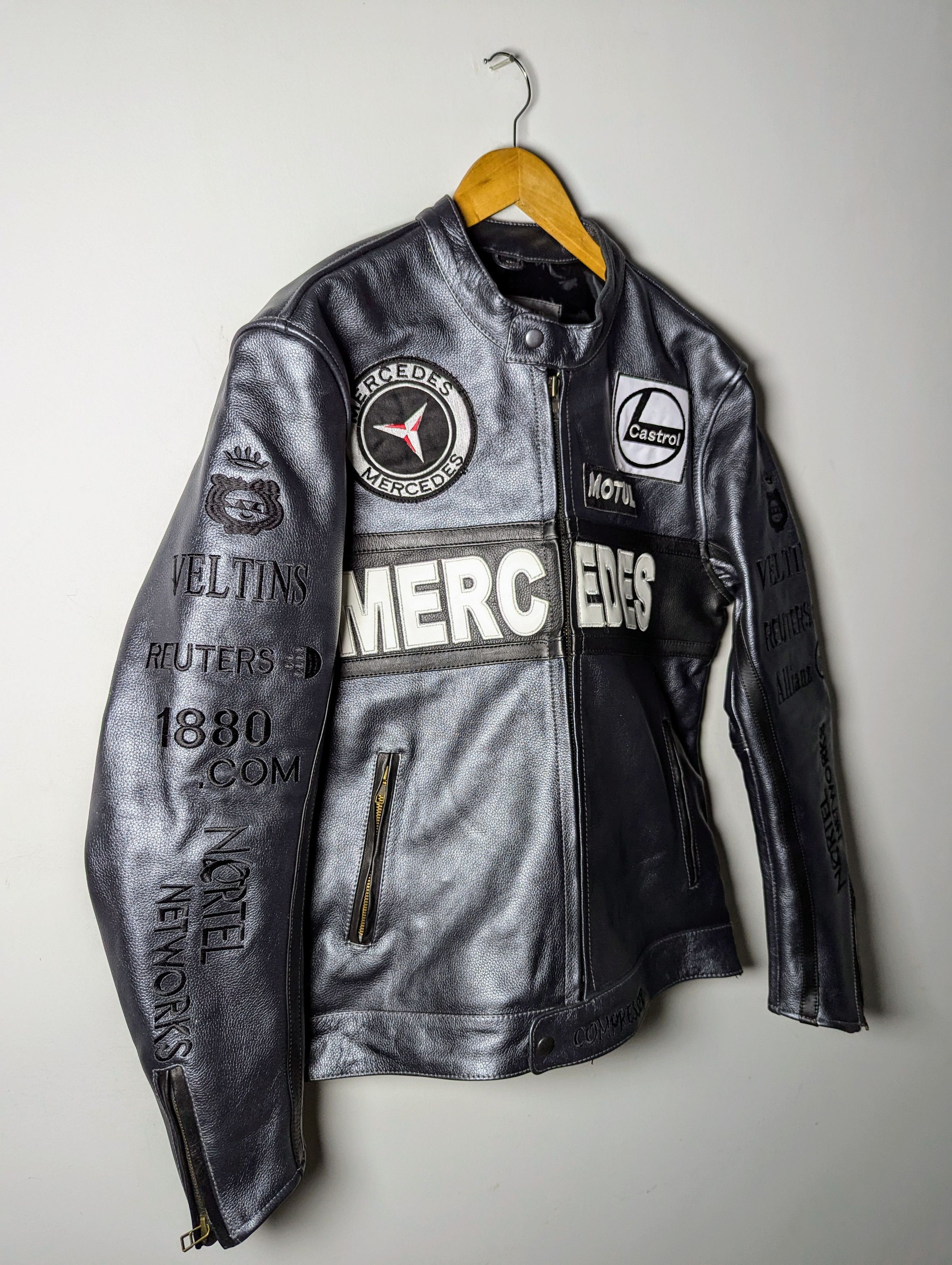 Other 🔥 Mercedes 🔥 Benz LEATHER JACKET RARE OUTERWEAR Size L / US 10 / IT 46 - 6 Thumbnail