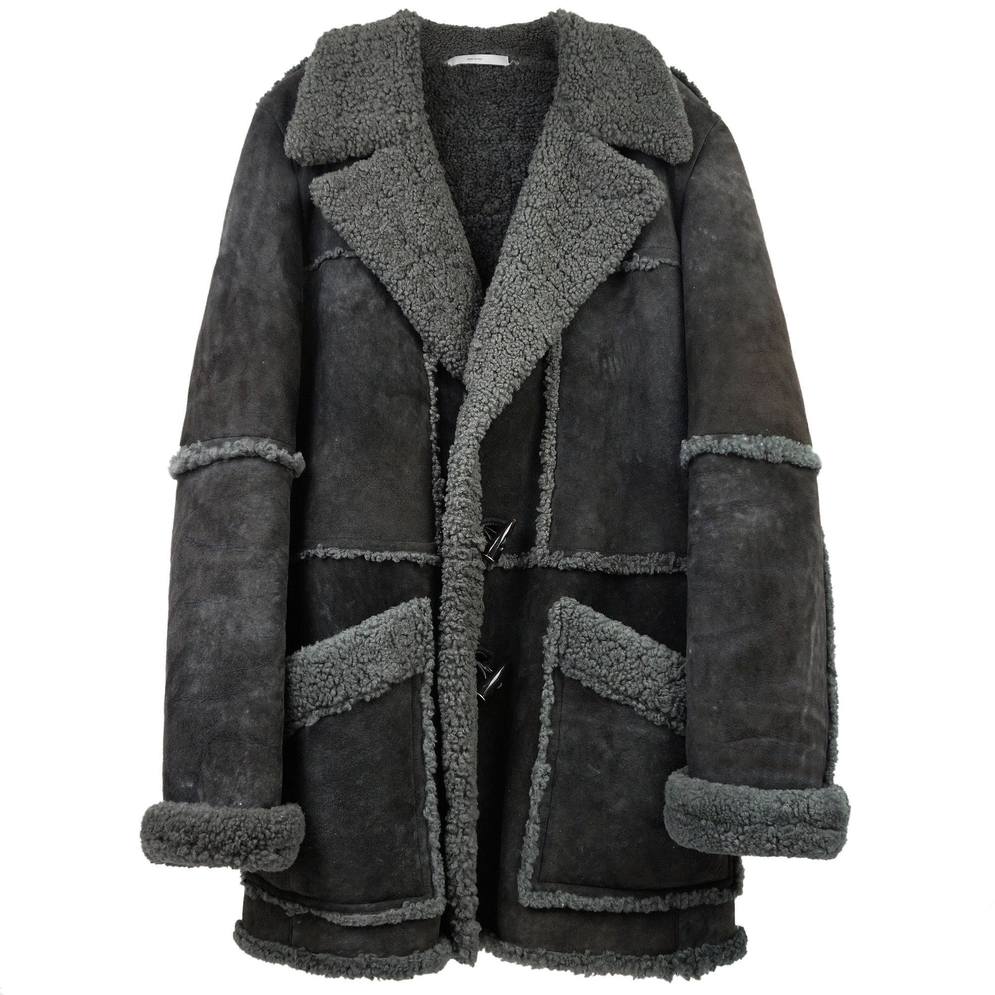 Pre-owned Saint Laurent Yves  Rive Gauche Aw06 Shearling Coat In Gray