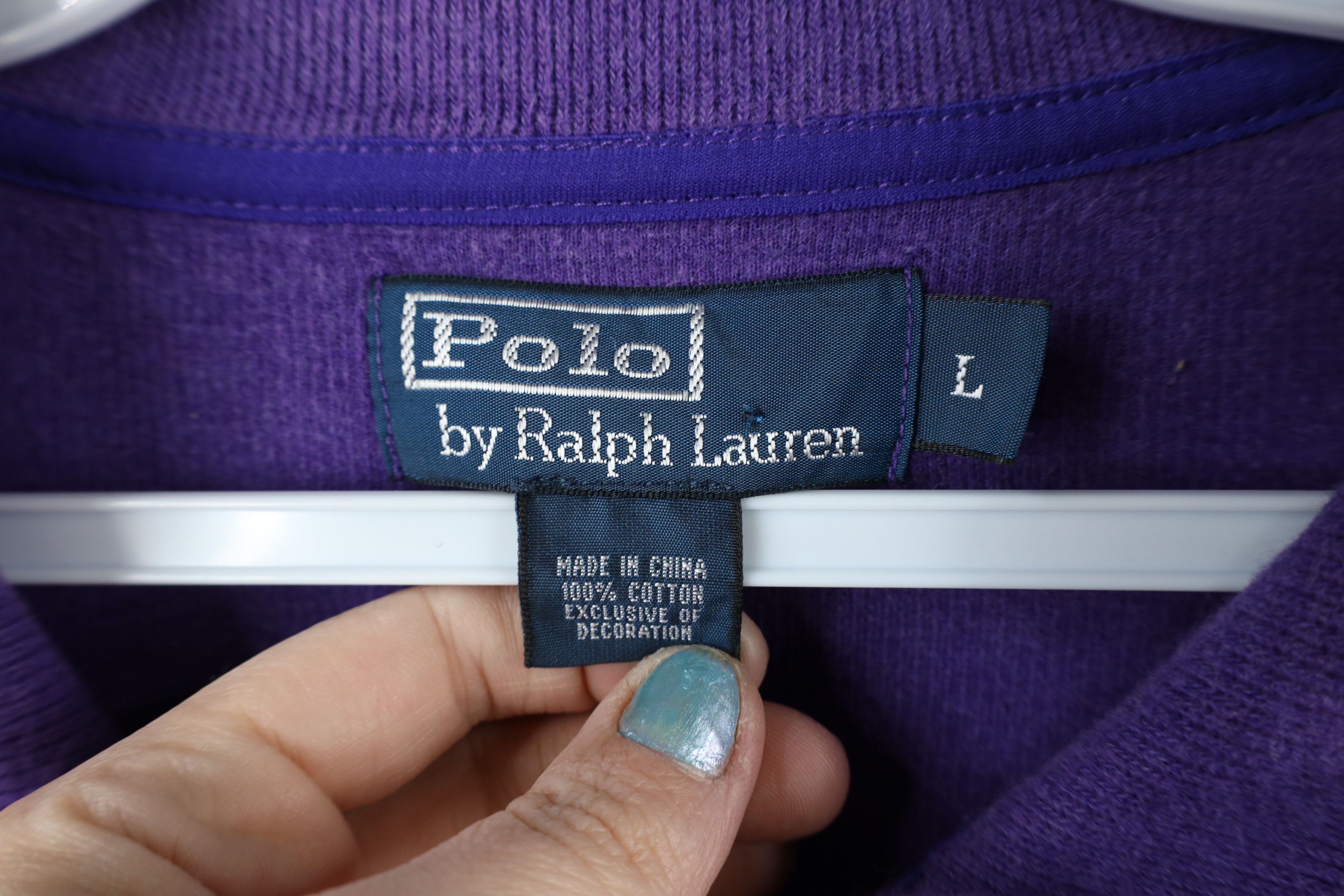 Ralph Lauren Vintage 90s Ralph Lauren Ribbed Knit Half Zip Sweater Purple Size US L / EU 52-54 / 3 - 8 Thumbnail