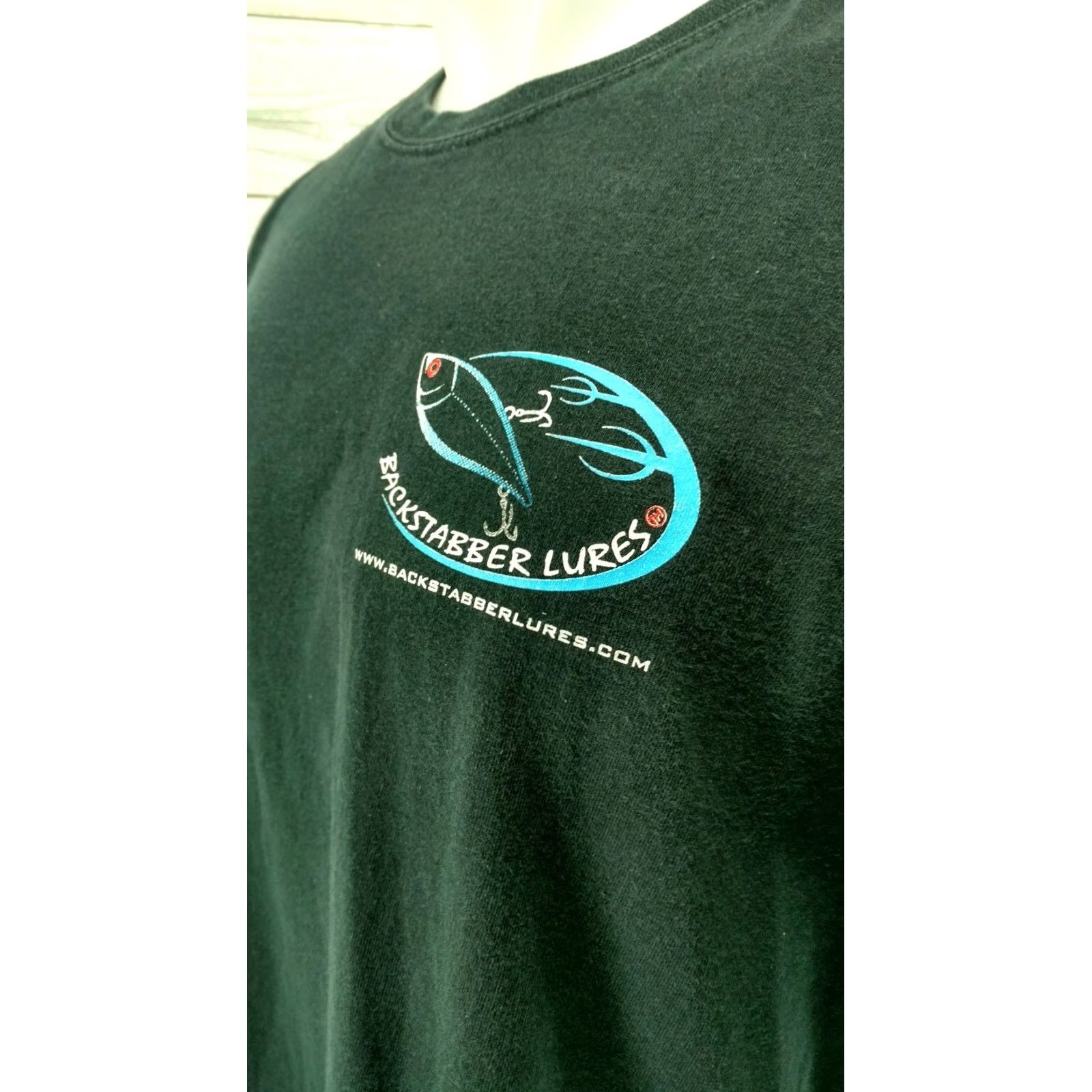Gildan Mens Shirt XL Backstabber Lures Black Gildan Regular Cotton T-Shirt Mens Size US XL / EU 56 / 4 - 4 Thumbnail